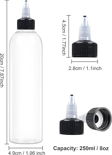 Miniatura 6 de 20 botellas de plástico de 8 onzas con tapa superior giratoria, botellas dispensadoras transparentes de 8.5 fl oz, botella vacía para líquidos,
