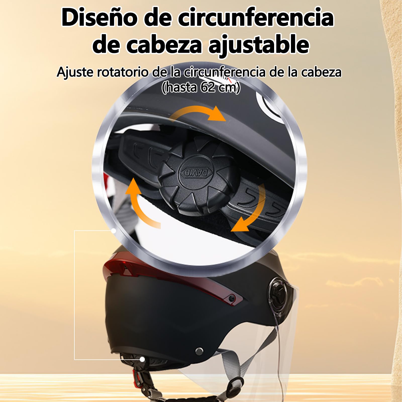 Casco Abierto clásico, Medio Casco con Visera, Hebilla de 7 Secciones, Carcasa de 709abs combinada con Capa de amortiguación Eps