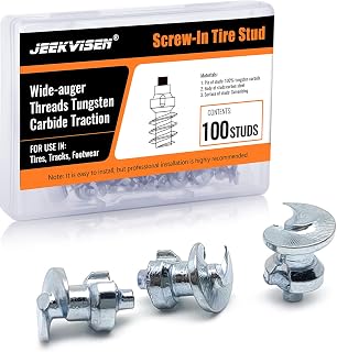 JEEKVISEN Tire Studs, Screw Snow Carbide Spikes, Wheel Tyres Studs for Wading & Running Shoes, Mountain & Fat Bikes, Scooters, Autos, Pickups, ATV/UTVs, Sport Motorcycles, Loaders, Tractors