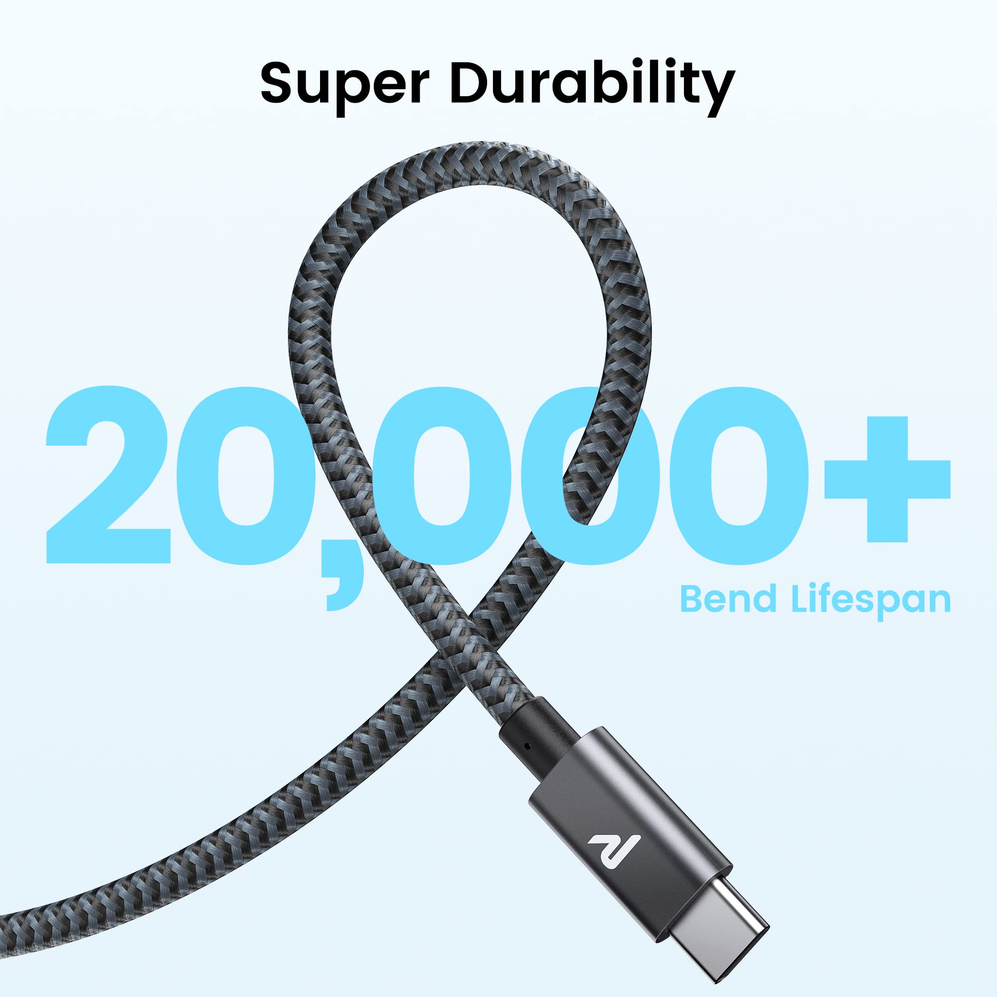 RAMPOW Cavo USB C USB C, Cavo USB C 60W, Cavo iPhone 16 Ricarica Rapida, Cavo iPhone 15 USB C per iPhone 15/15 Pro/16/16 Pro, Samsung S23/S22/S21/S20, iPad Pro/Air/Mini, Vivo, Xiaomi - Grigio, 1M