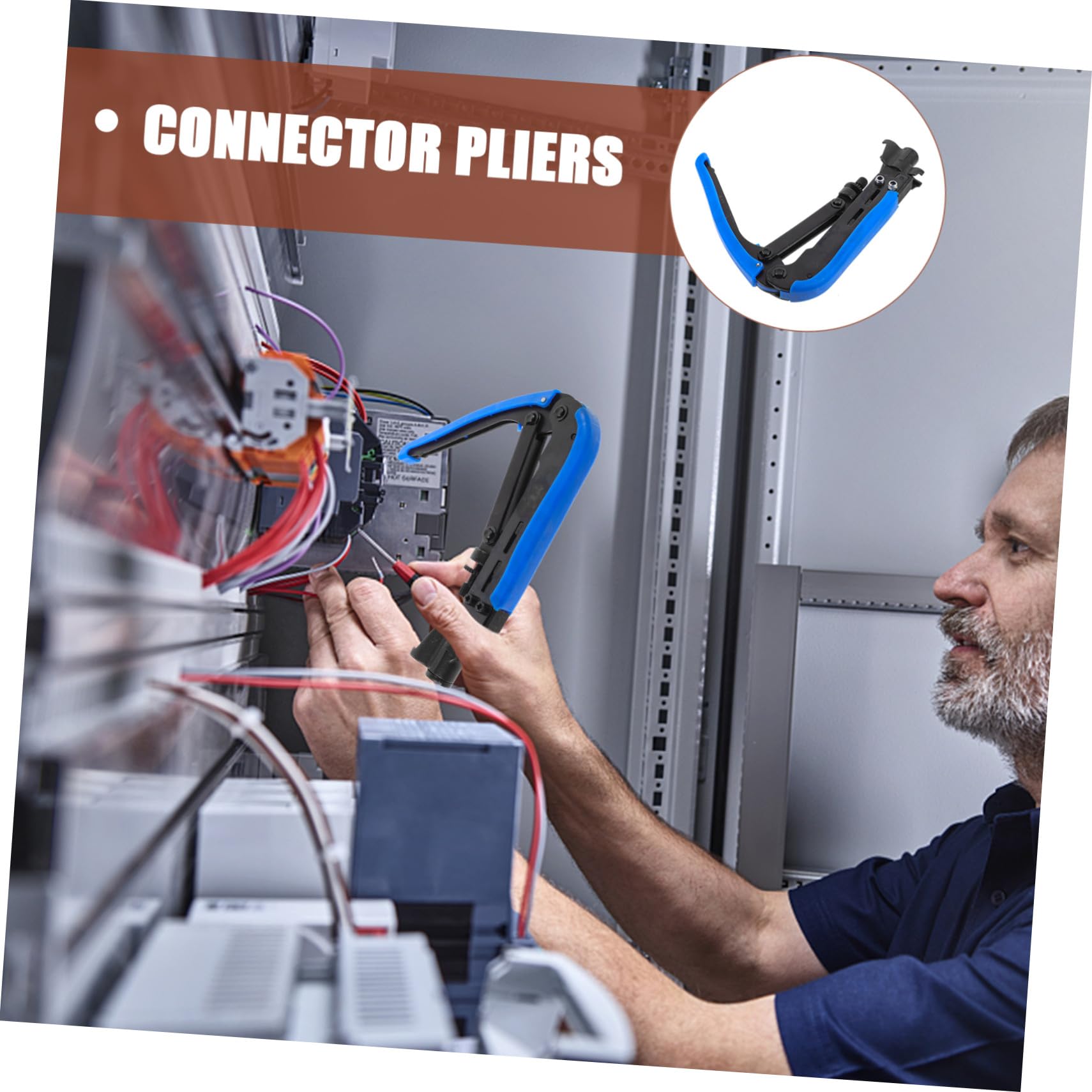 Pinza Crimpatrice Coassiale Blu per Cavi, Multifunzione | Acciaio Inossidabile e Plastico, per Rete e Video F, Uso Casa e Ufficio, Formato Compatto