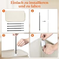 Lifewit 65L összecsukható szennyesgyűjtő fedéllel, fehér mosáskosár füllel 6