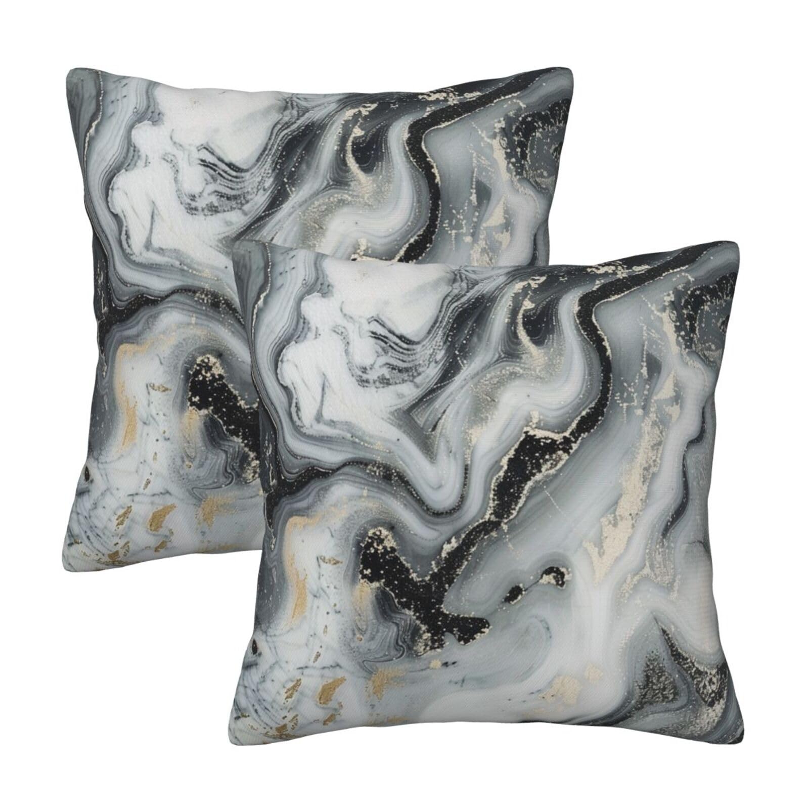 Oriental Marble Stone Throw Pillow Cases 2 Pack Square Pillowcases Soft Pillow Protectors for Couch Livingroom Sofa Bed Office Car,30x30 CM