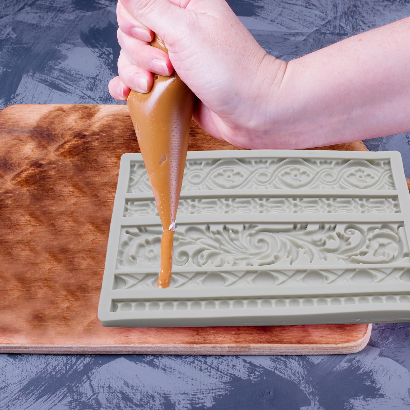 Stampini Silicone Per Decorazione Torte - Set 7 Pezzi Con Motivi Barocchi Per Cioccolato, Pasta Di Zucchero E Dolci - Foto 3