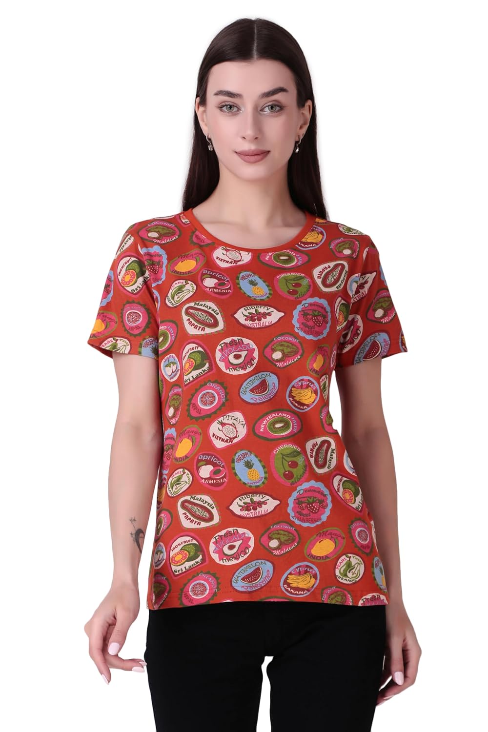 Stories.Label Women 100% Cotton Printed Tshirt in Ribbed Neck Includes Plus Sizes, Regular Fit and Half Sleeves (Sizes Med... - Review, Price and Buying Guide