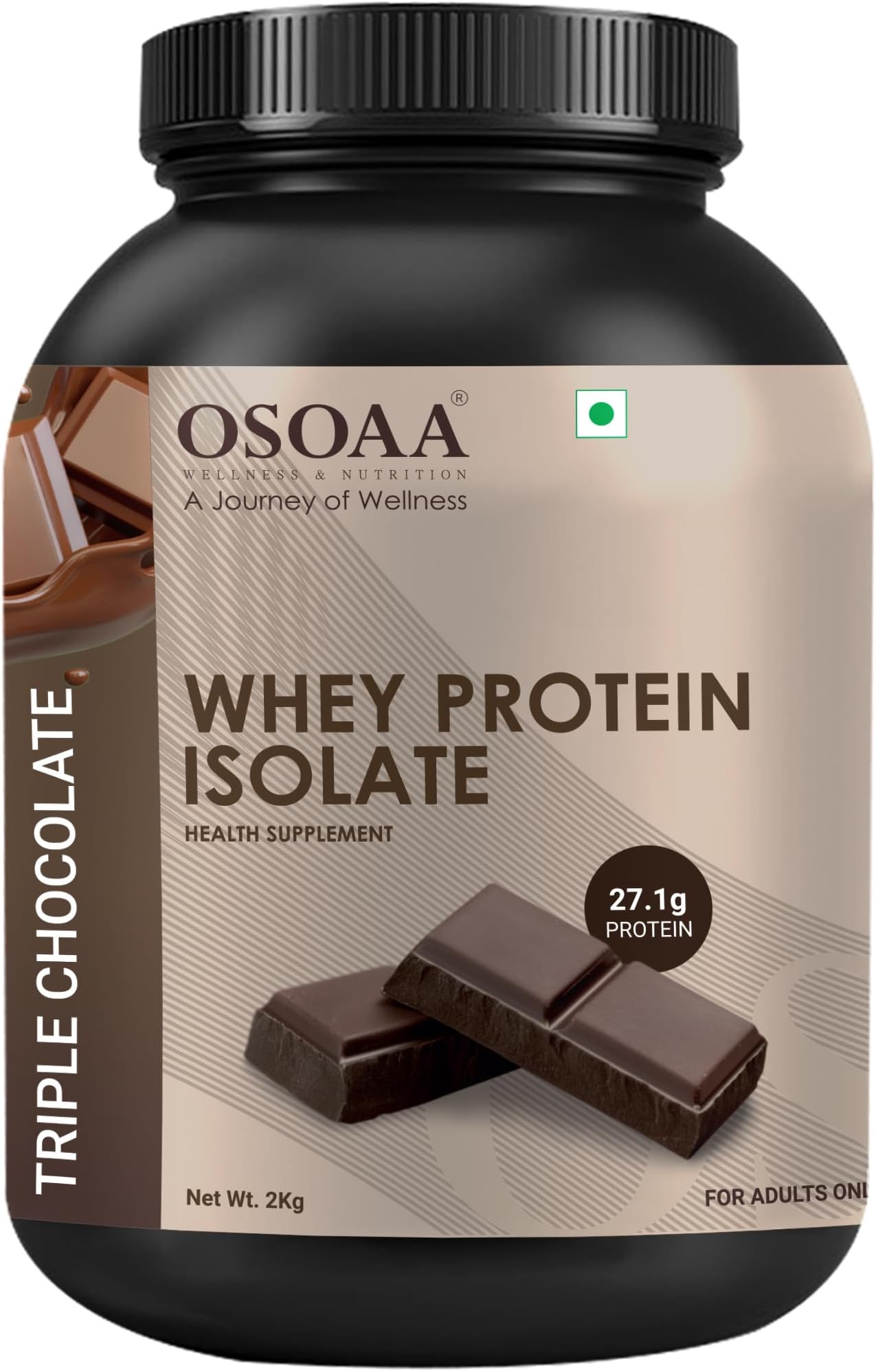 Whey Protein Isolate Powder 2kg, Triple Chocolate | 27.2g Protein Powder for Muscle Support & Recovery | 100% Authentic Protein Supplement Powder & No Adulteration
