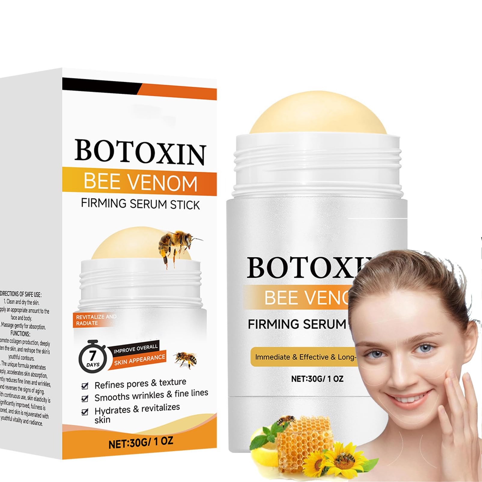 Bee Venom Firming Serum Stick,Anti Aging Face Serum,Highly Hydrating,Advanced Firming & Wrinkle-Reducing Cream,Restore Skin Elasticity & Portable Design,Bee Venom Cream-Dry-Aging (30g/PC)