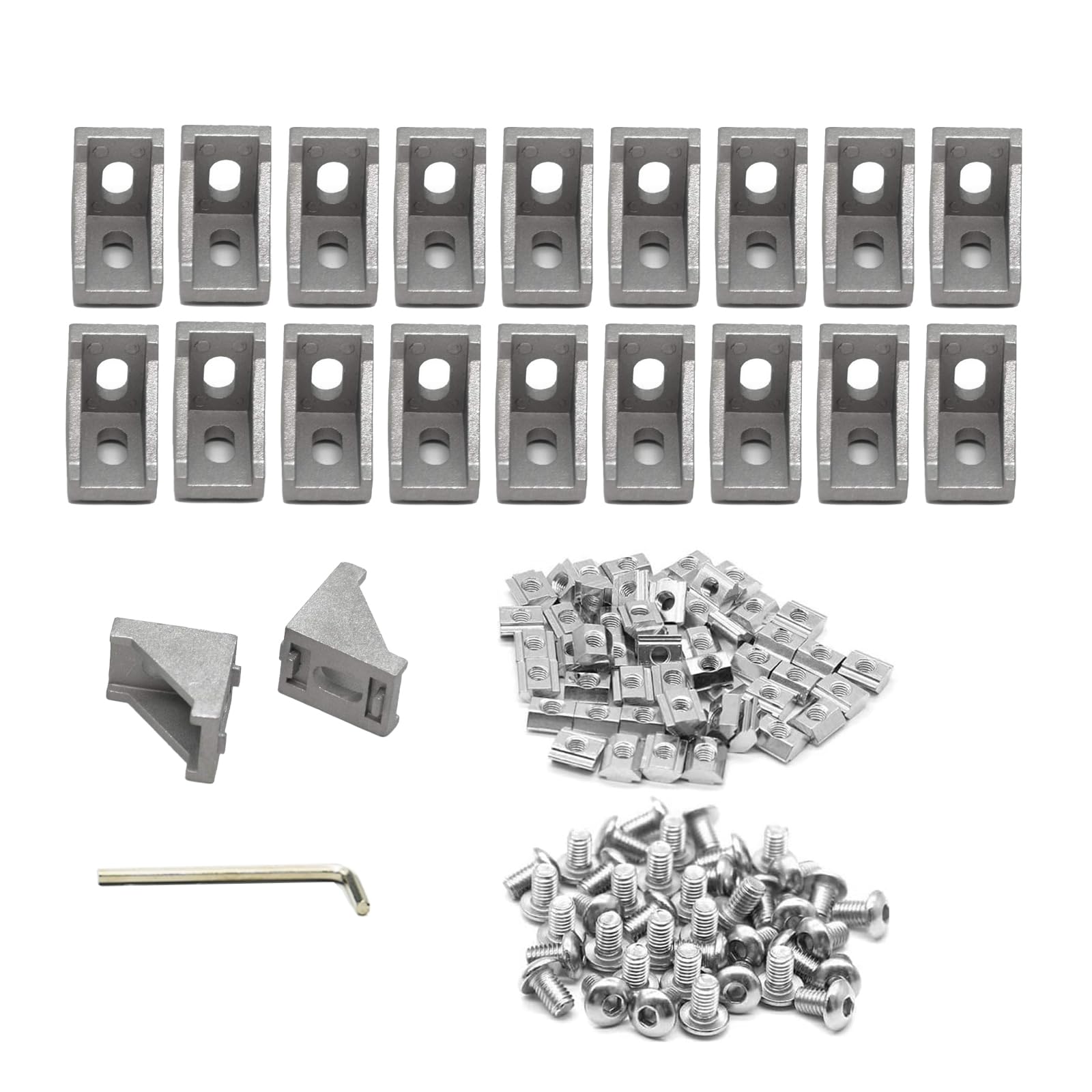 Iverntech Sliver 20Pcs 28X35mm Corner Bracket For 3030 Aluminum Extrusion Profile 2 Hole Inside Brackets Connector With 40Pcs M6 Screws + 40Pcs M6 T Nuts Visit The Store