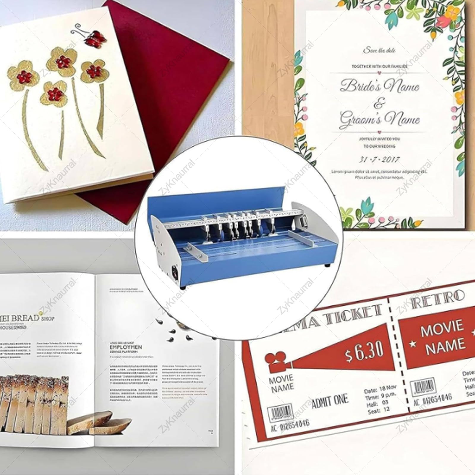 Cortador perforador de papel Creaser, multifunción, 3 en 1, para tarjetas, invitaciones, boletos, 520 mm