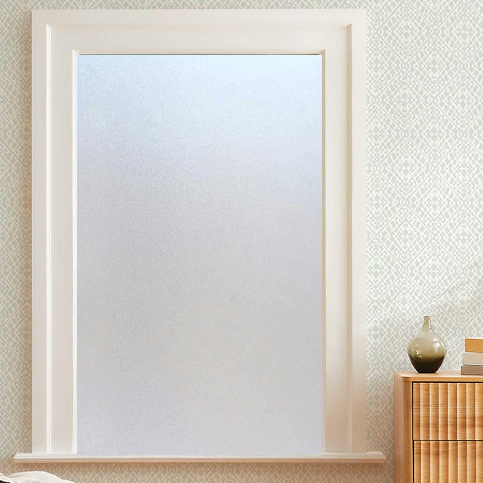Film Fenetre Anti Regard 60 x 110 cm Adhérence Statique Opaque Brise Vue Fenetre Anti-UV, Non Adhesif, Décoratif pour Chambre Salon Salle de Bain Bureau, C