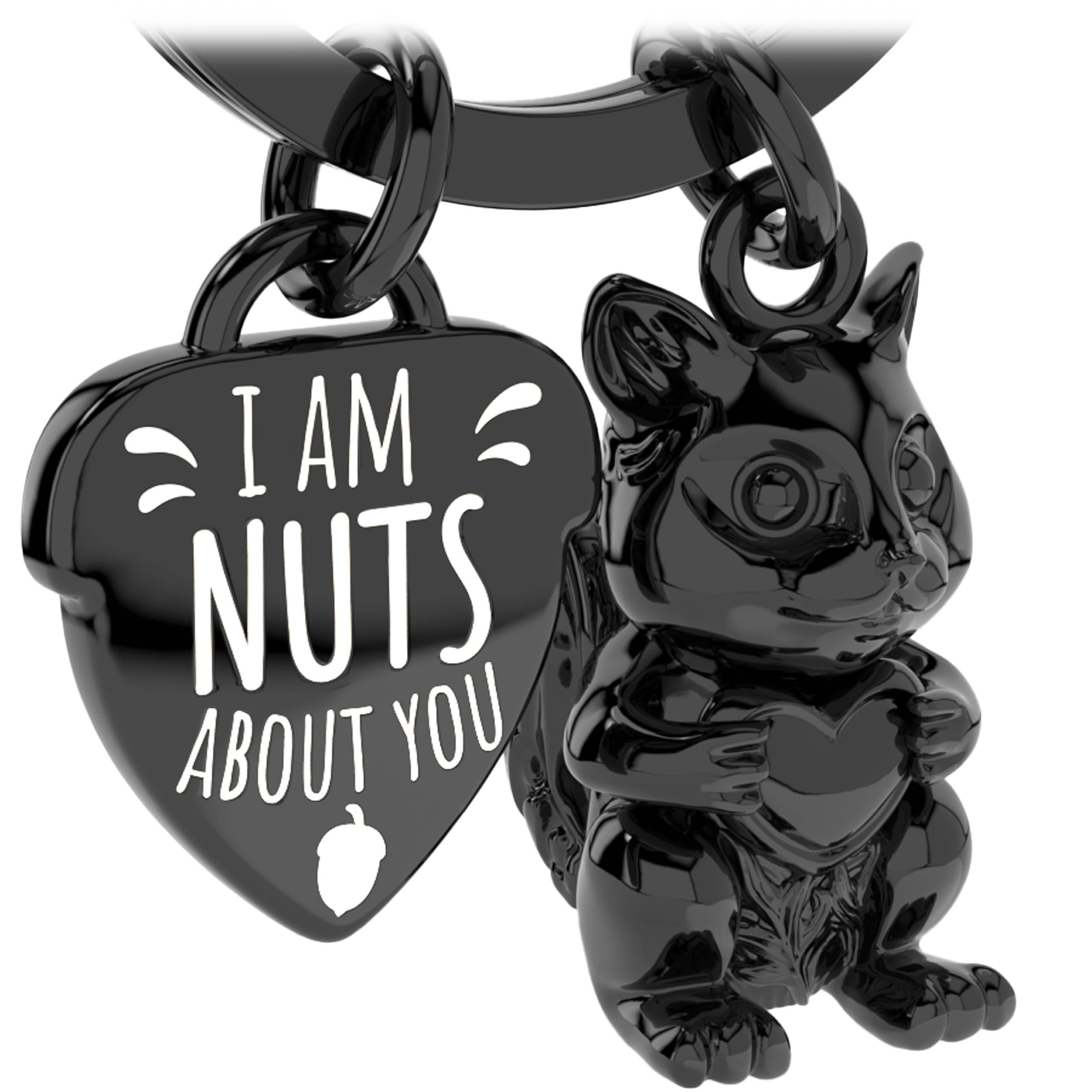 LANOLU Squirrel Keychain, Lucky Charm Keychain for Partner and Best Friend, Metal Couple Gift for Friend, Metal Figurine