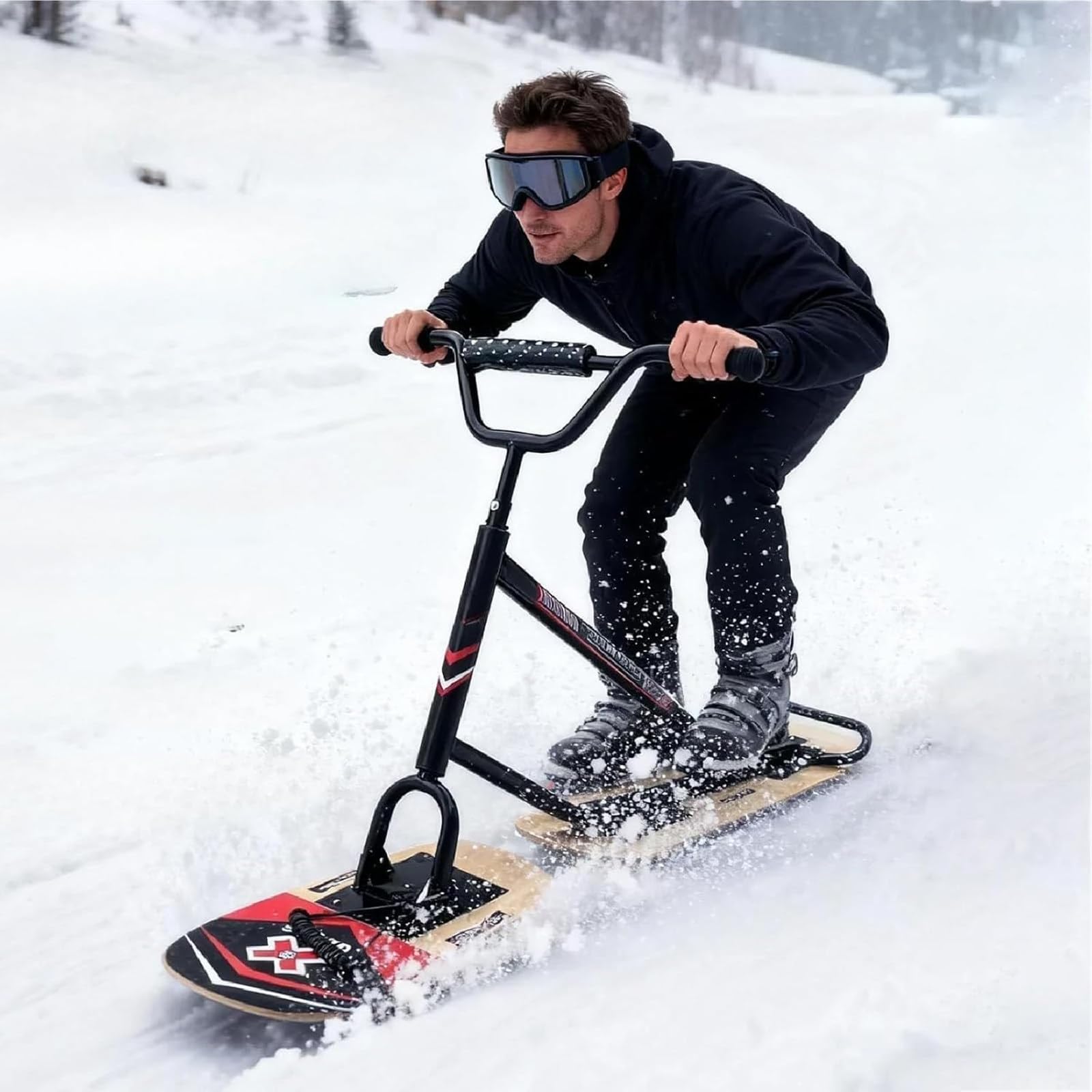 All-Terrain Snowboard mit 360 Grad drehbarem Ski, unterstützt bis zu 150 kg, ideal für Familienspaß und alle Fähigkeitsstufen