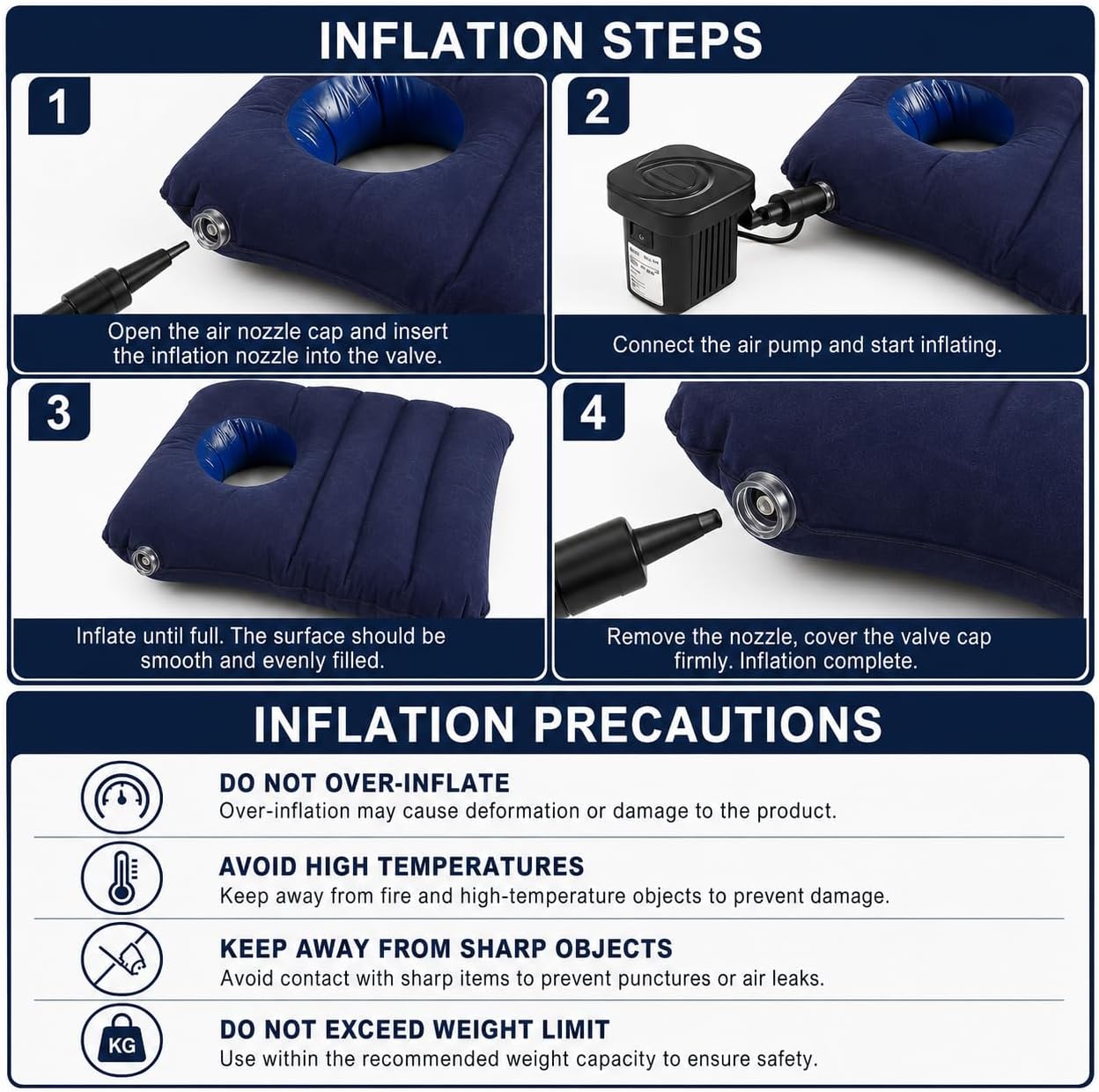 Sex Pillow Bondage Inflatable Sex Wedge Position for Couples,Soft Flocked Support Cushion for Comfort and Deeper Angles, Easy to Inflate, Portable and Space Saving