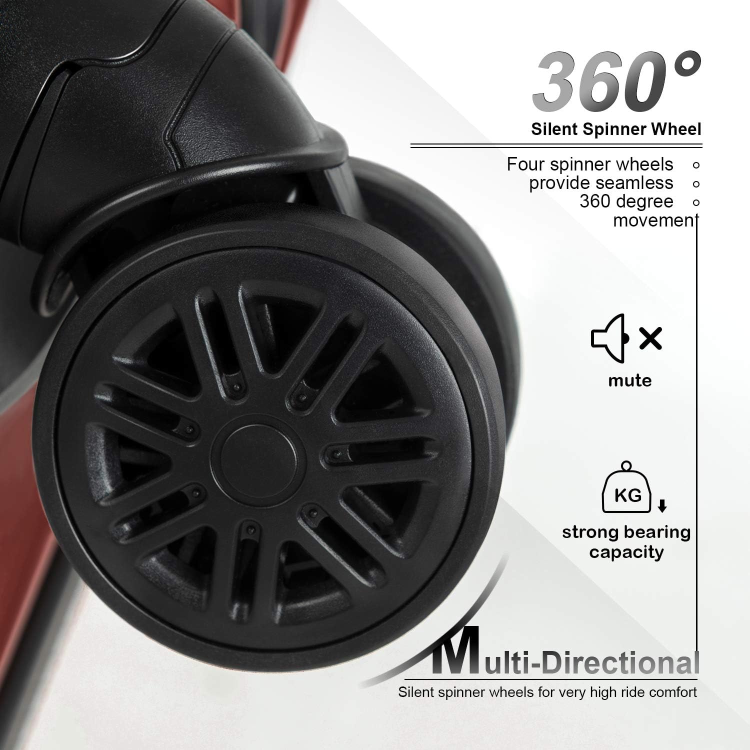 Murtisol ABS Hardside Luggage Sets With Spinner Dual Wheels,Wine Red , 3-Piece Set(20/24/28)