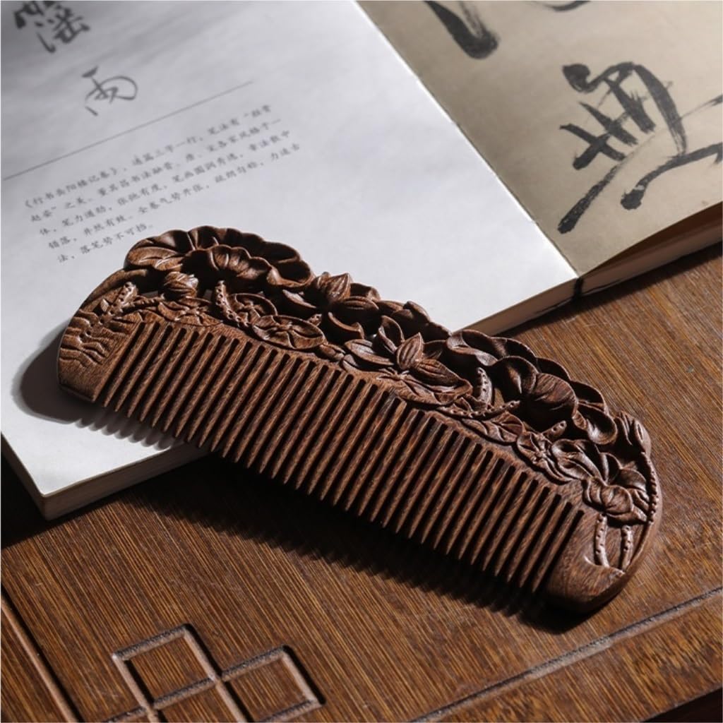 Peruka Grzebień Solid Wood Fine Tooth Styling Comb Men's Beard Groomer for Detangling and Styling Wet or Dry Curly, Thin, Thick, Wavy or Straight Hair Duże grzebienie do włosów