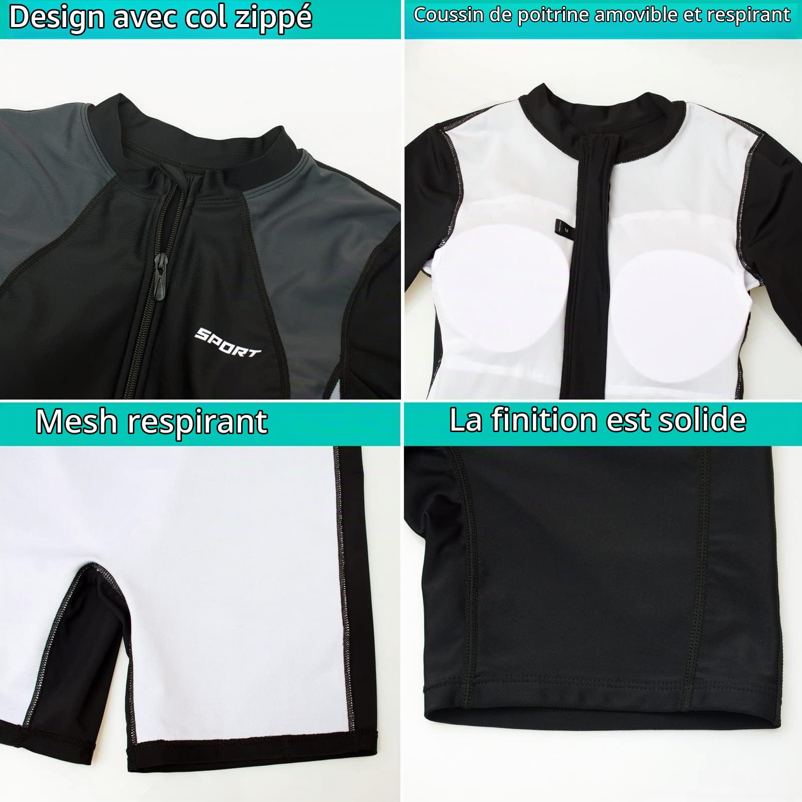Femmes Maillot de Bain Une pièce Piscine Rashguard Maillot de Bain Ensemble Maillot de Bain à séchage Rapide Maillot de Bain avec Boyshort