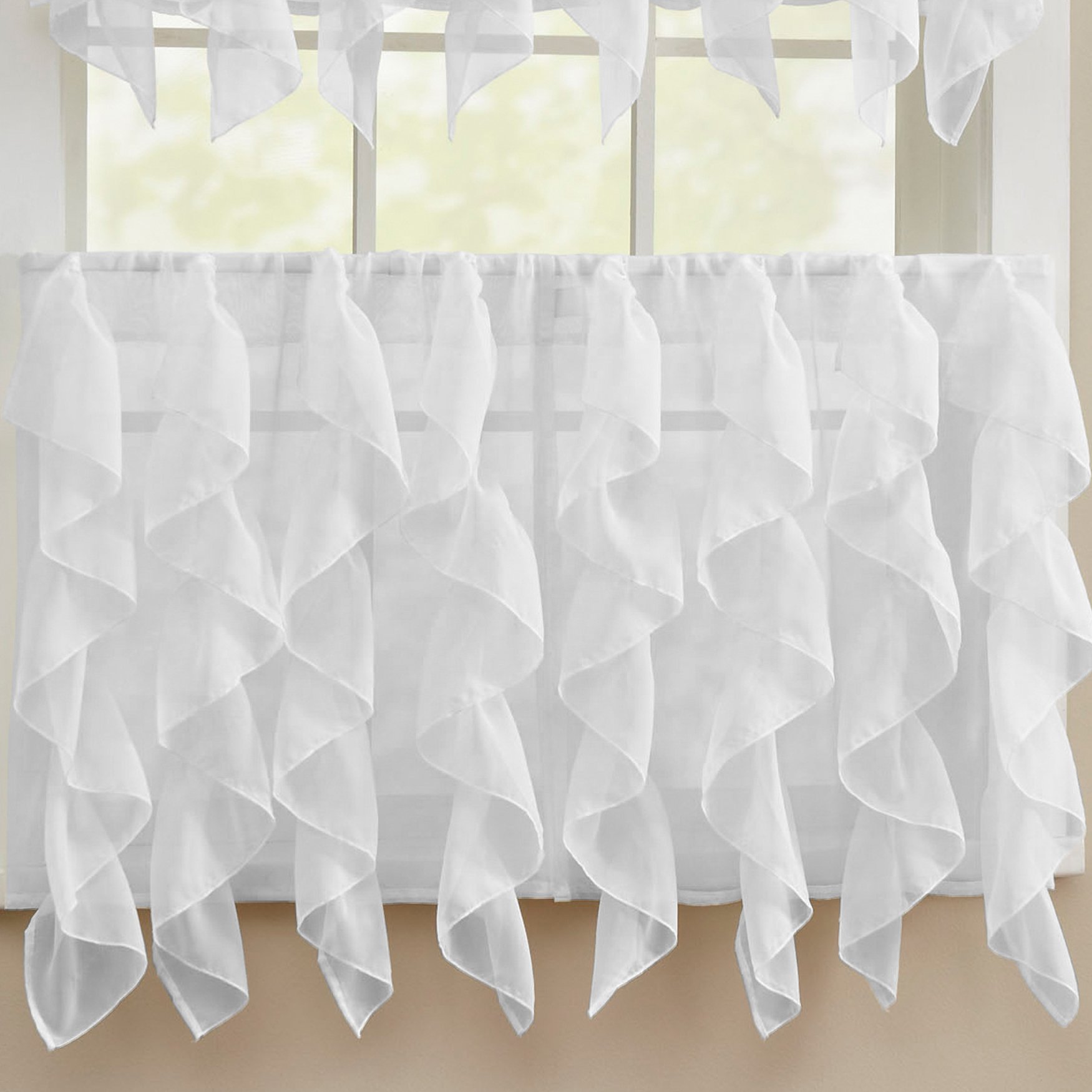 Sweet Home Collection Kitchen Window Tier, Swag, or Valance Curtain Treatment in Stylish and Unique Patterns and Designs for All Home Décor 24", Sheer White