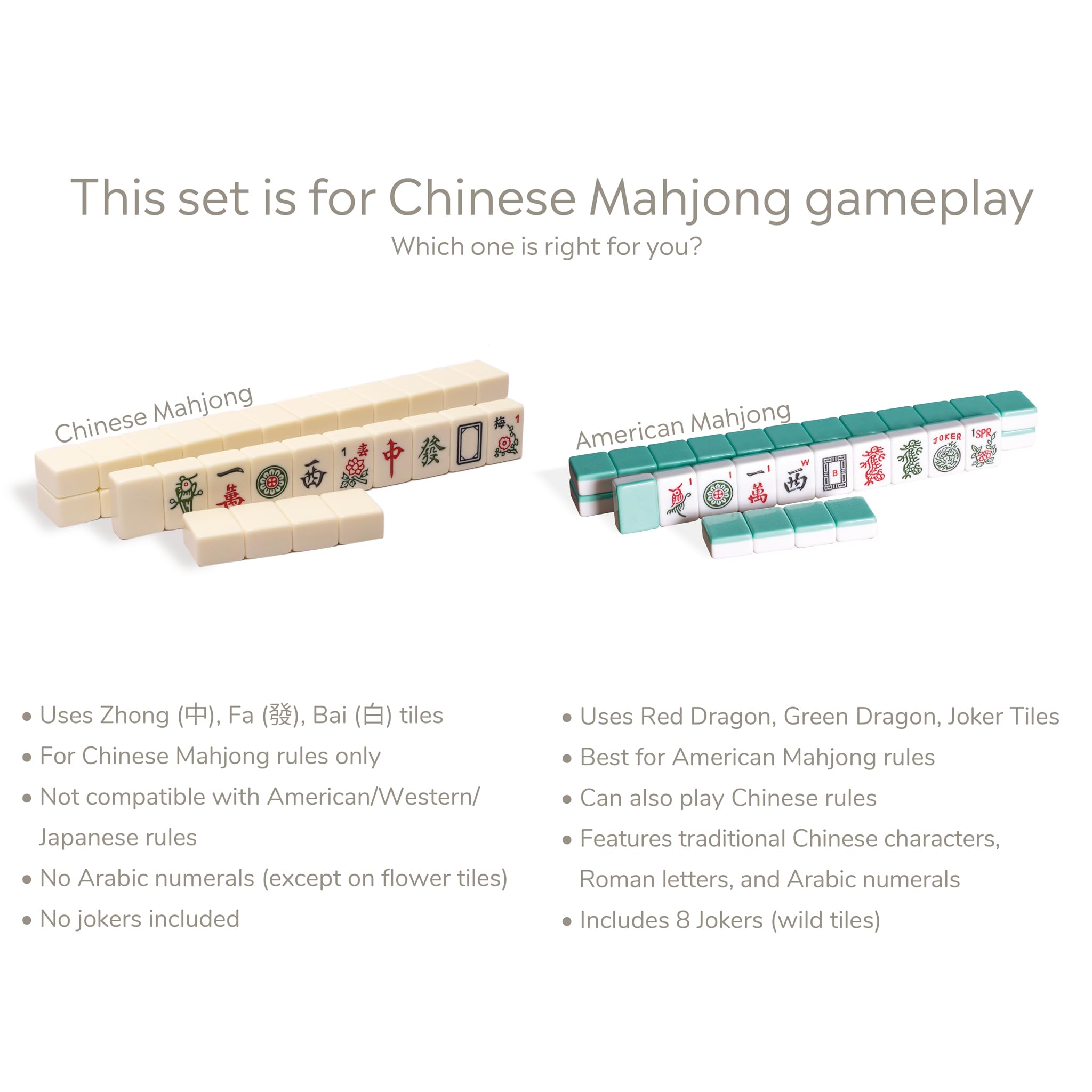 Yellow Mountain Imports Chinese Mahjong Set, Classic Ivory, 146 Tiles, Vinyl Case, Wind Indicator & Dice