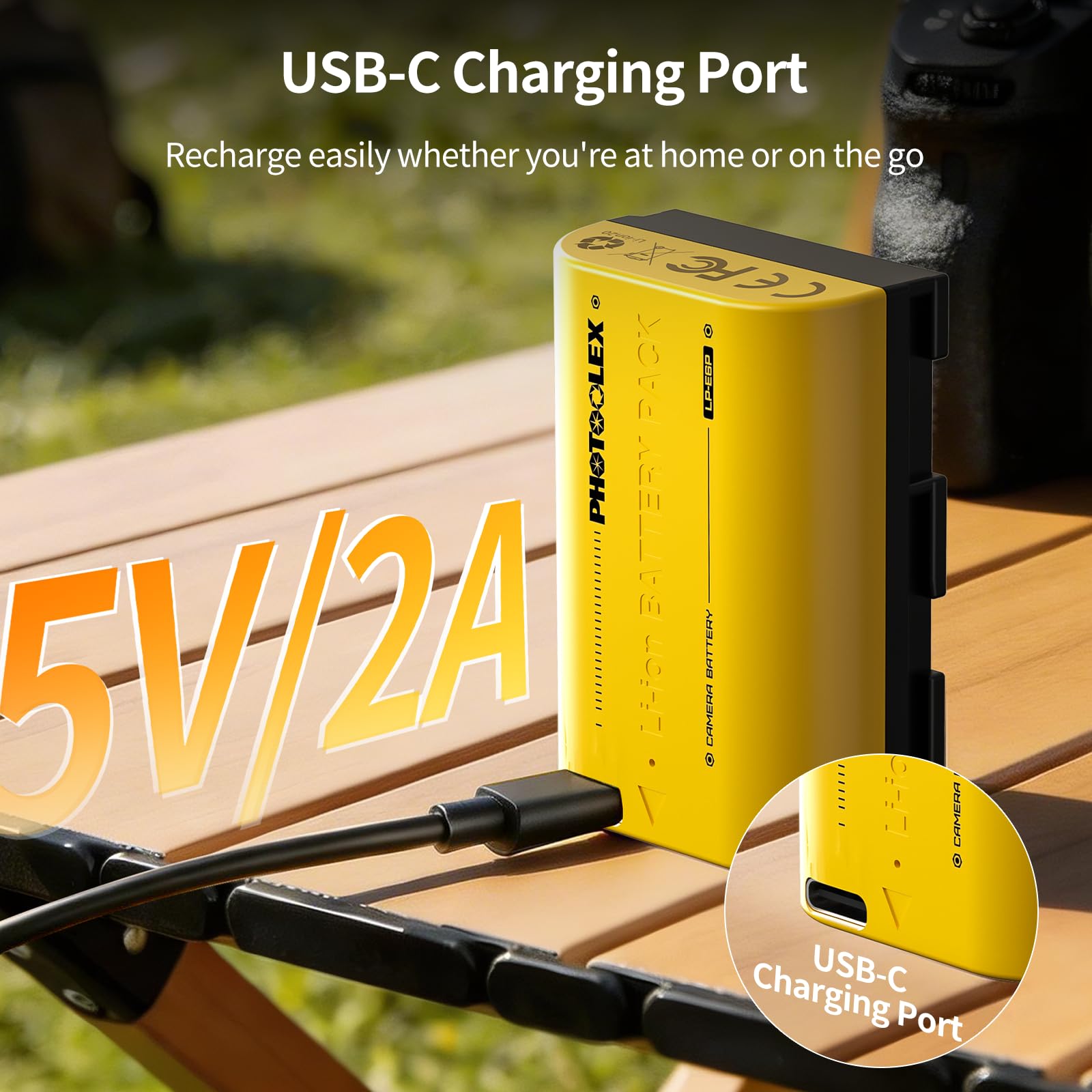 PHOTOOLEX LP-E6P Batterie, 2520mAh Batterie Rechargeable pour Canon avec Port USB-C, Compatible avec Canon EOS R6 Mark II/R5 Mark II/R/R7/R6/R5/C50/5D Mark III et IV/5DS/6D/6D Mark II/7D/80D et 90D