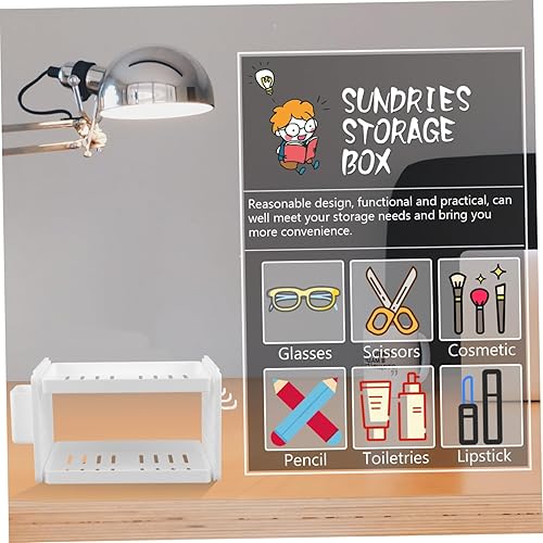 Miniatura 4 de Estante organizador de escritorio plegable de doble capa, estantes de almacenamiento de plástico para maquillaje, baño y oficina, estante de