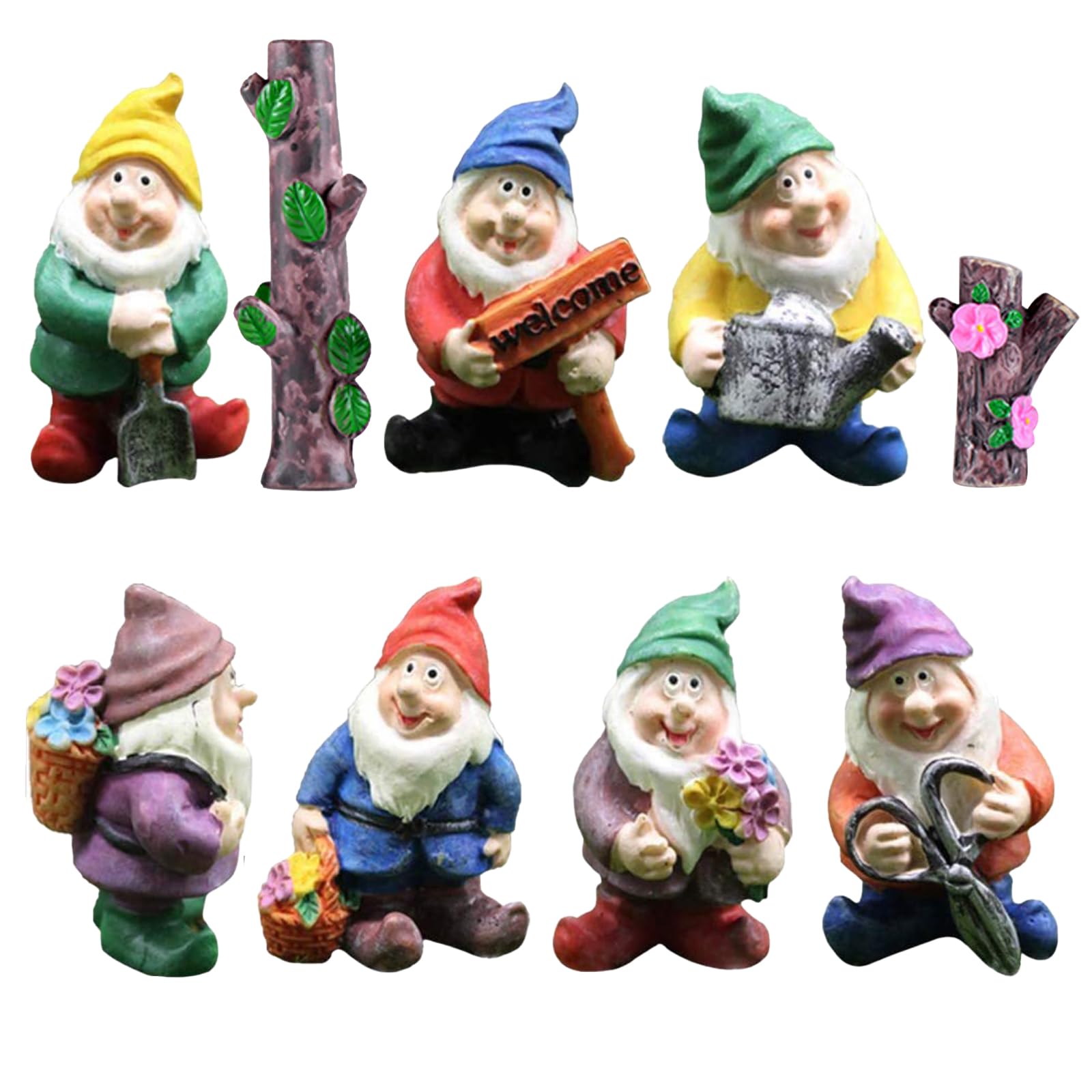7PCS Miniature Garden Gnomes, Micro Landscape Ornaments, Mini Fairy Garden Gnomes Figurines, Outdoor Small Gnomes Set for Holiday Festival Table Garden Decor