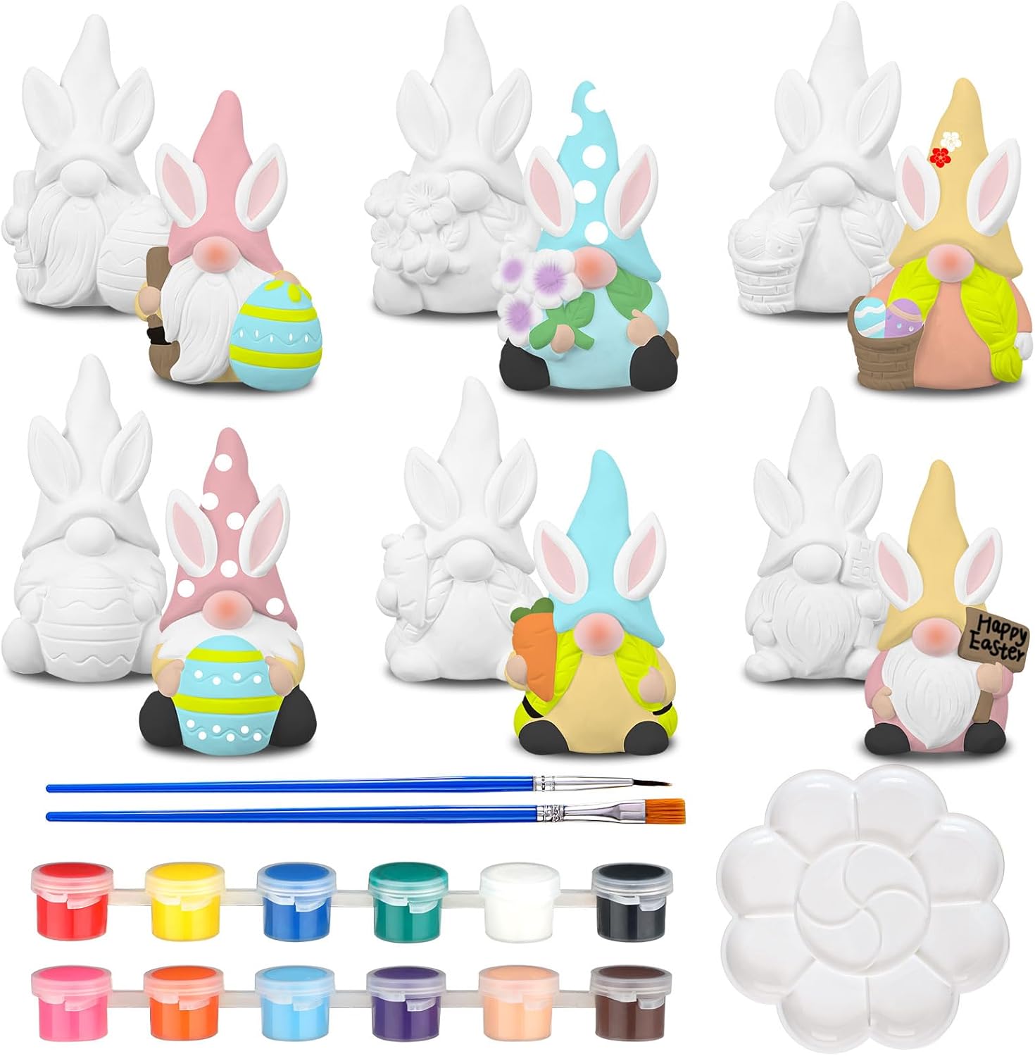 Poen 6 Sets Ready to Paint Your Own Ceramic Gnome Statues