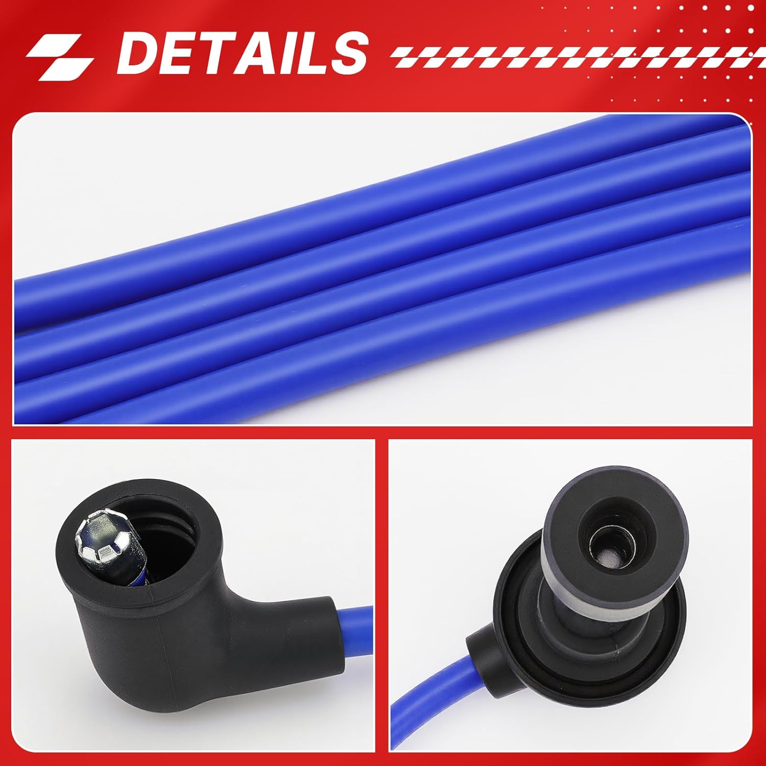 RC-HE76 Spark Plug Wire Kit,4 PCS Spark Plug Wires Set for 1992-2000 Honda Civic Del Sol /1997-2000 Acura EL 1.6L D16Y7 D16Y8 D15Z1 D16Z6 D16B5 Engines Replaces# HE76, 8034 32722P2FA03