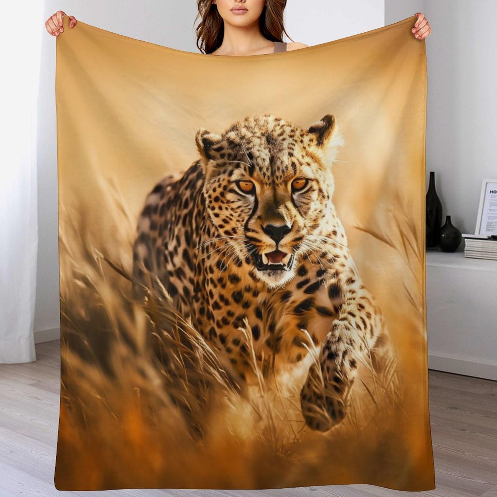 Manta para sofa o cama de invierno edredon ligero leopardo 180x200
