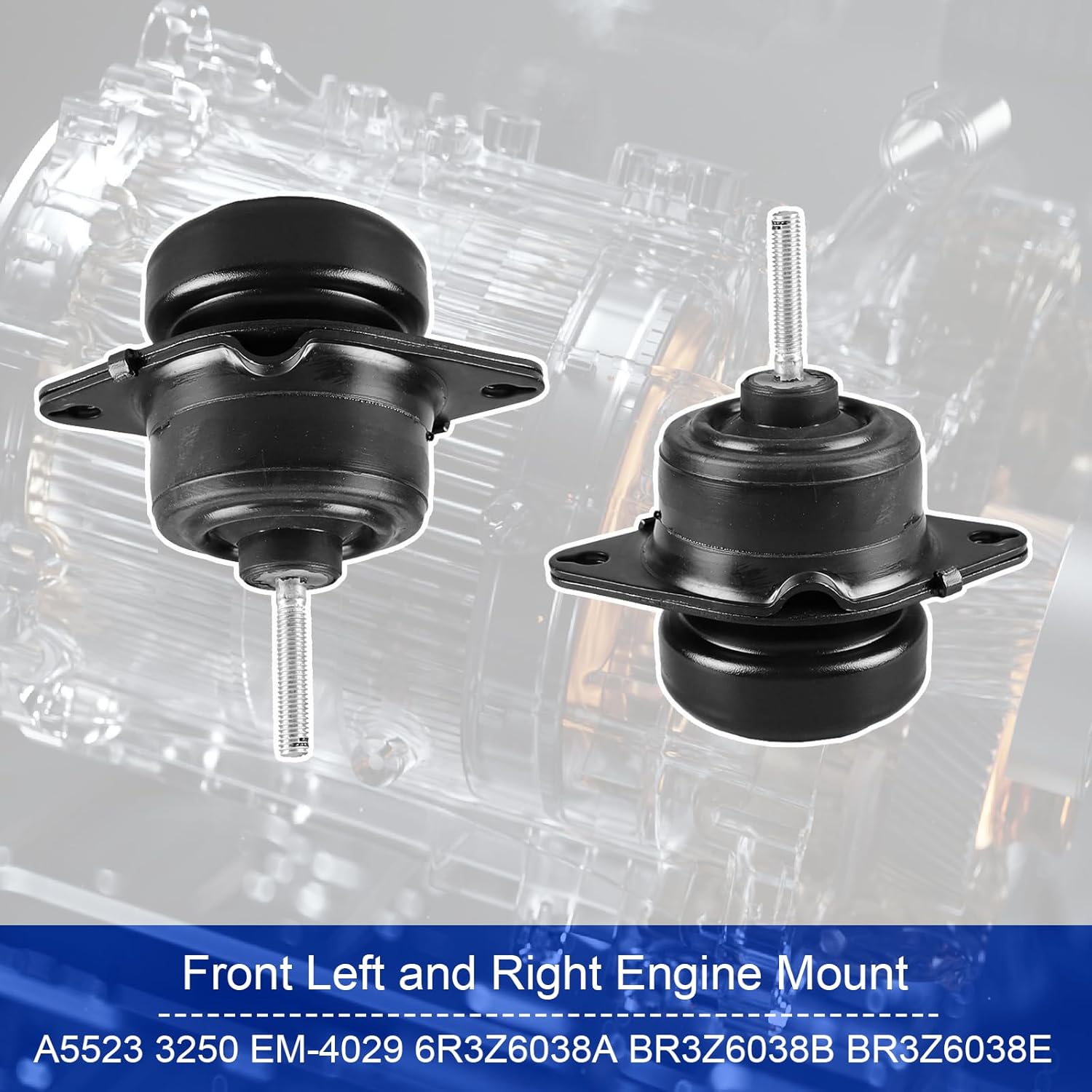 Front Left and Right Engine Motor Mount Kit Compatible with 2005-2019 Ford Mustang 3.7L 4.0L 4.6L 5.2L Replacement for OE# A5523 3250 EM-4029 6R3Z6038A BR3Z6038B BR3Z6038E丨Set of 2