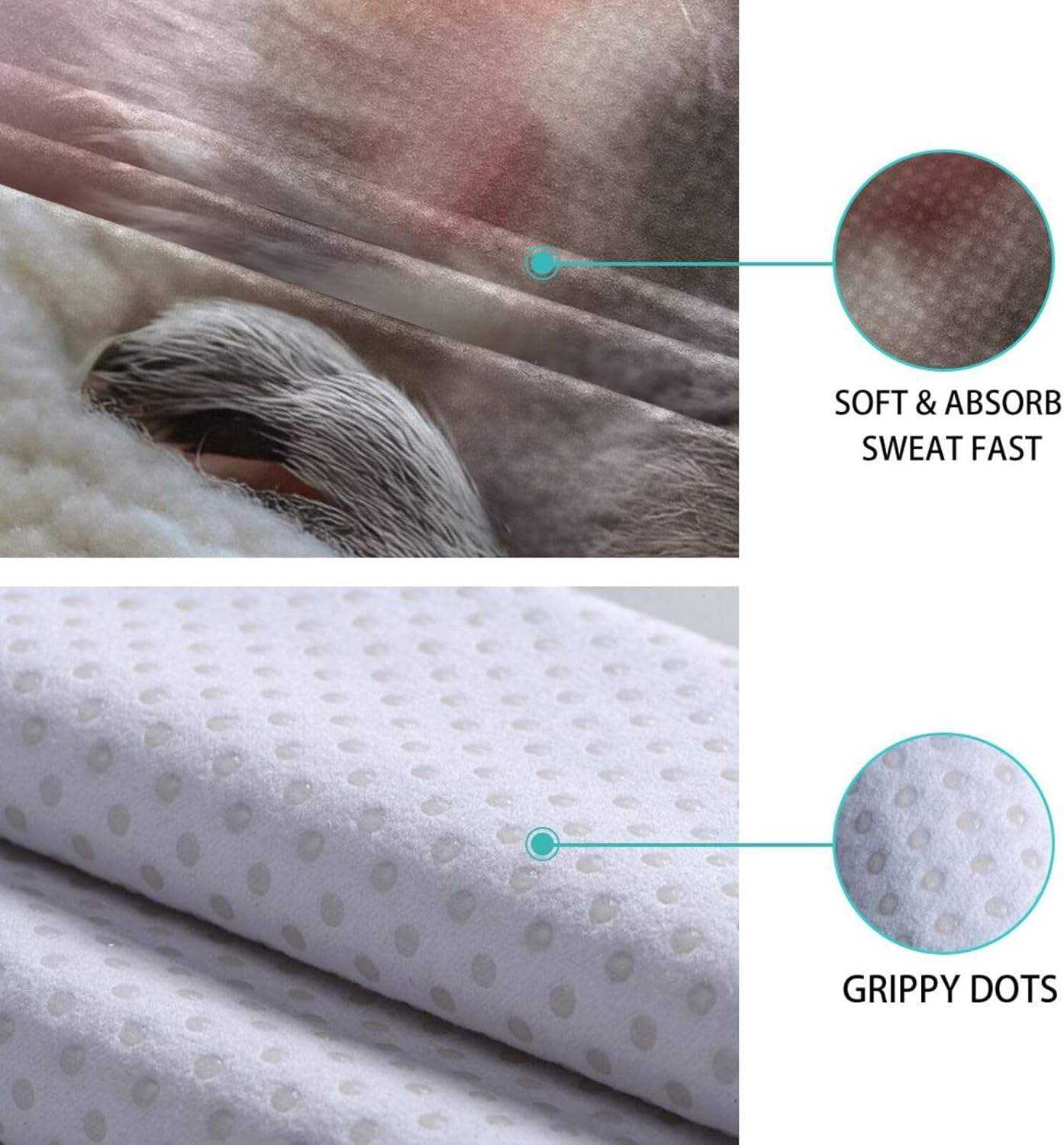 Yoga Mat Towel with Silicone Grip Dot Koala Cute Scarf – 73"x27" Non-Slip Sweat Absorbent Microfiber Yoga Towel for Home Gym Studio