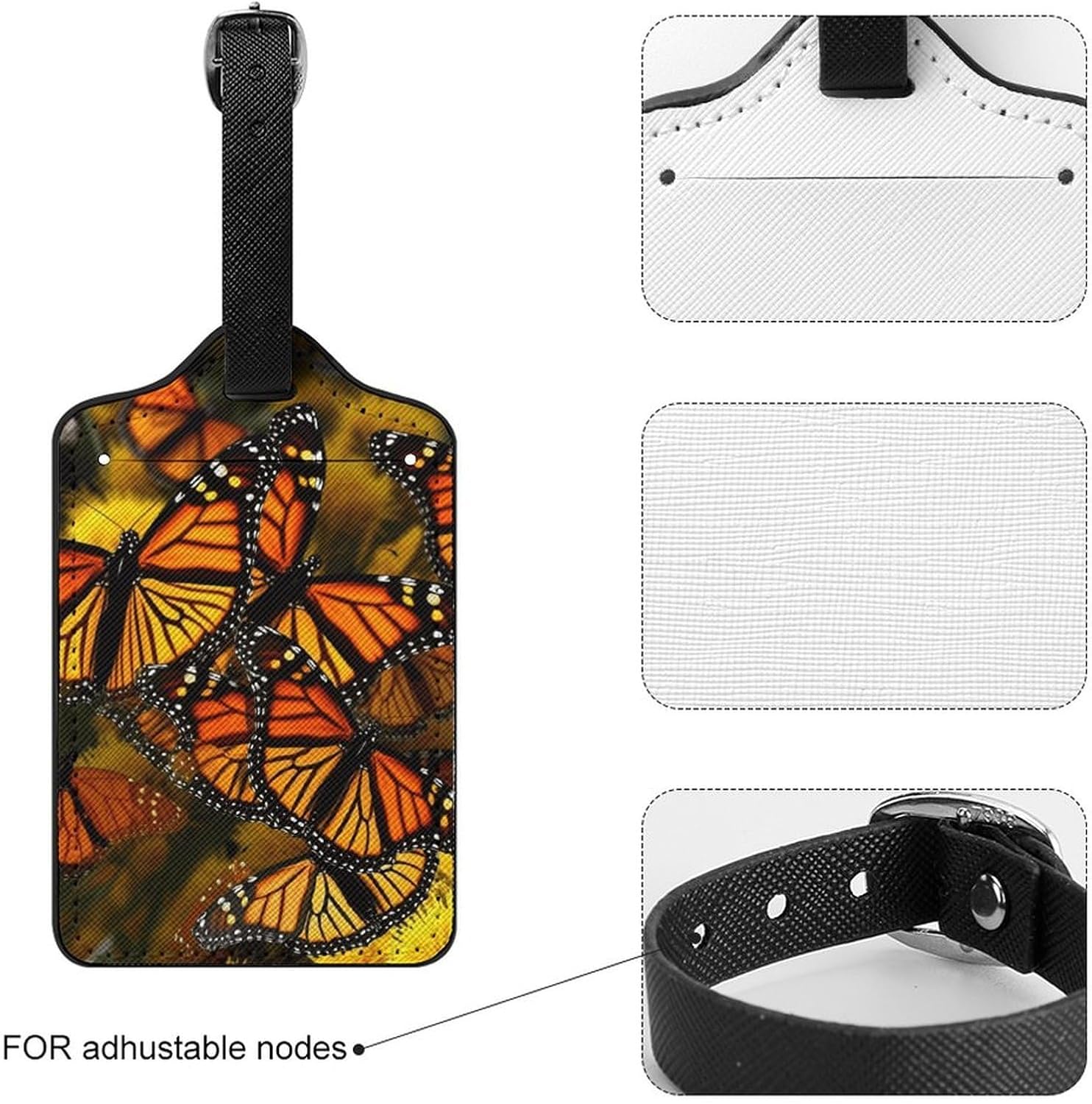 Luggage Tags for Suitcase with Name Id Card, Monarch Butterflies image 4