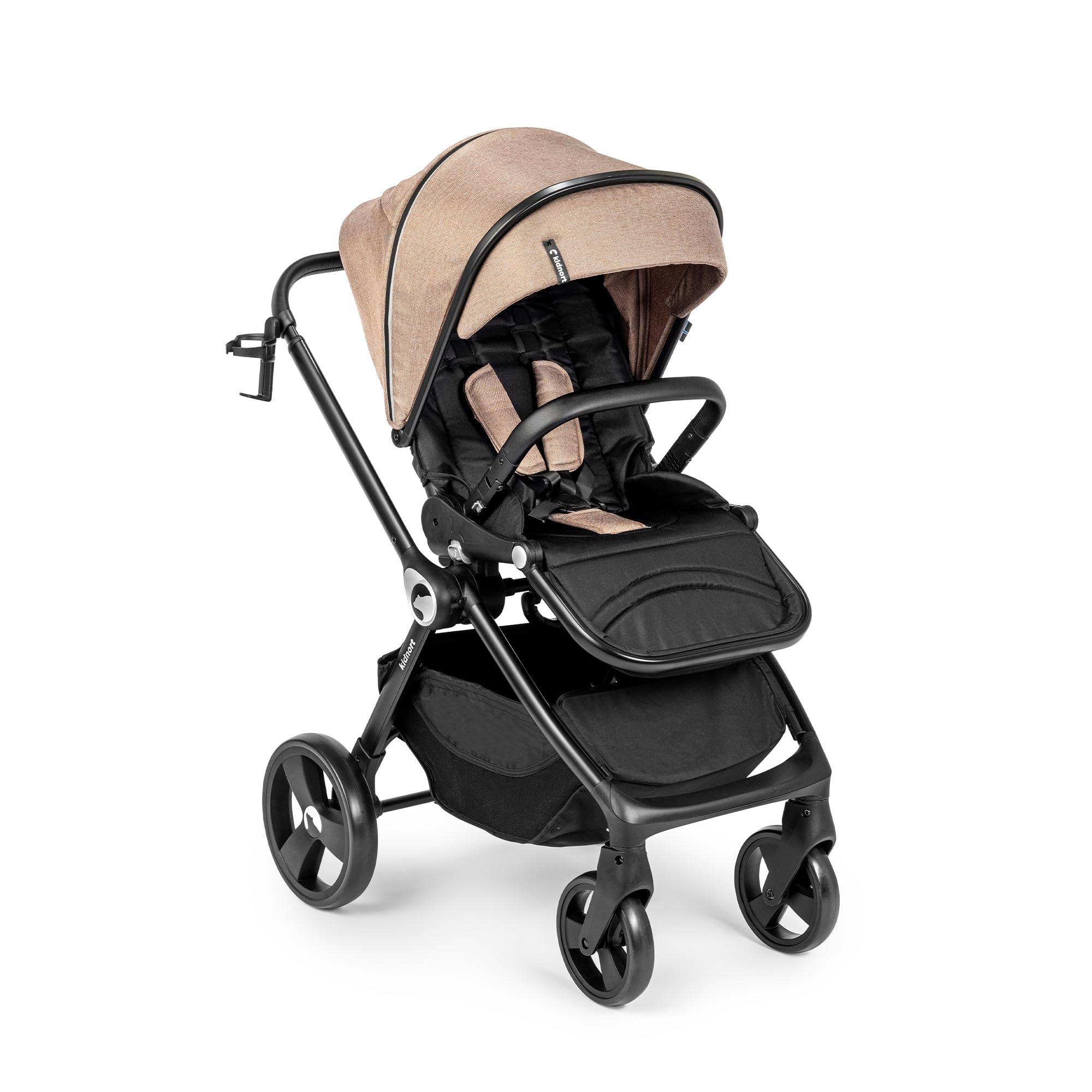 Isbjörn Kinderbuggy klappbar mit Liegefunktion, umsetzbare Sitzeinheit, große EVA-Räder mit Allradfederung, verstellbare Rückenlehne Braun
