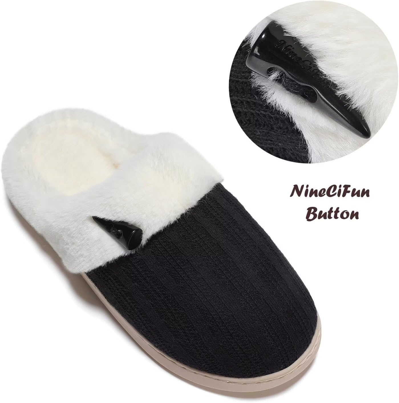 NineCiFun Women's Slip on Fuzzy Slippers Memory Foam House Slippers Outdoor Indoor Warm Plush Bedroom Shoes Scuff with Faux Fur Lining - Image 5