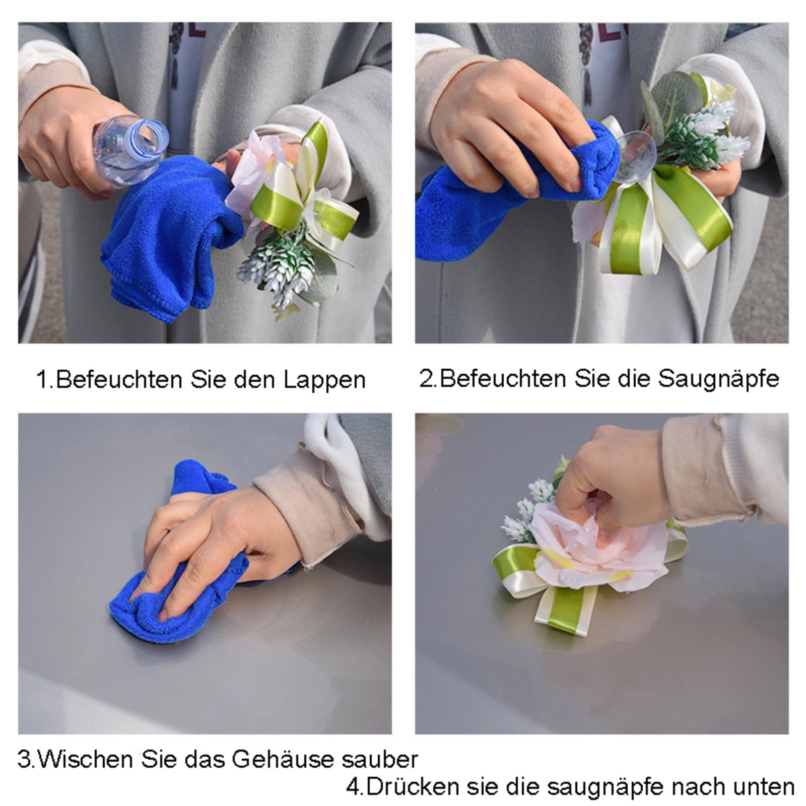 Autoschleifen Hochzeit, Künstliche Blume Autoschmuck Schleifen, Auto Verschönert Rückspiegel Türgriff Dekoration für DIY Autoschmuck (13 st Set)