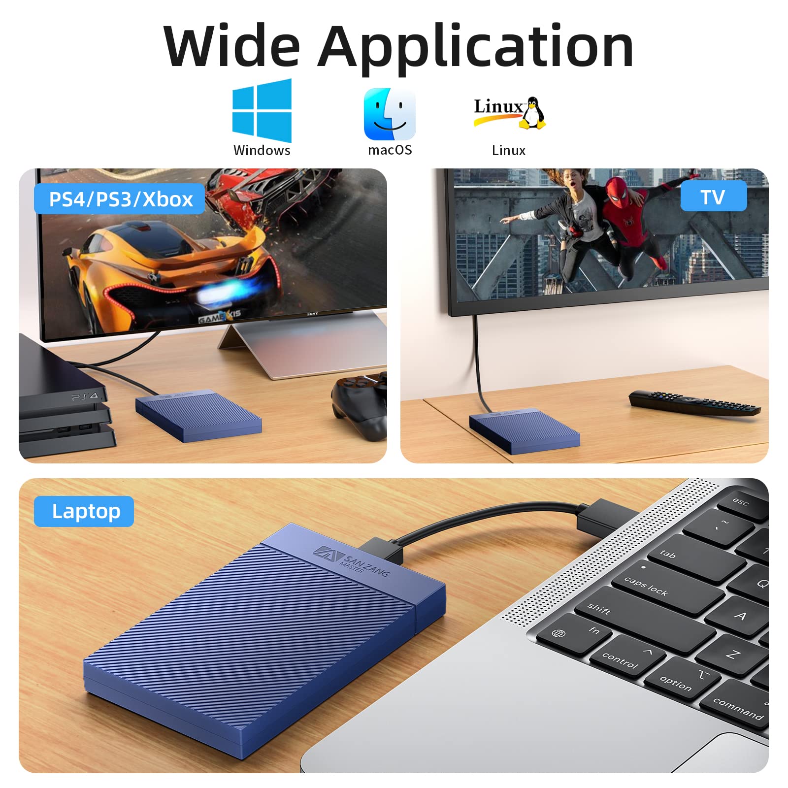 SAN ZANG MASTER 2.5 Inch Hard Drive Enclosure, USB 3.0 to SATA III