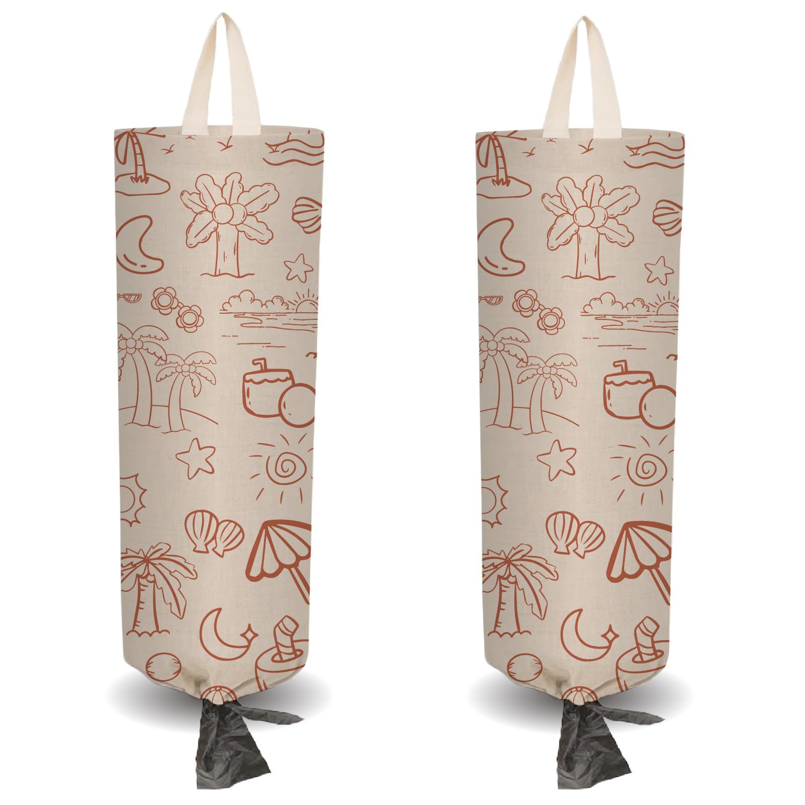 CRASPIRE 2Pcs Summer Beach Plastic Grocery Bag Holder with 4Pcs Hooks Reusable Wall Mount Heavy Duty Shopping Storage Bag Sack Canvas Waterproof