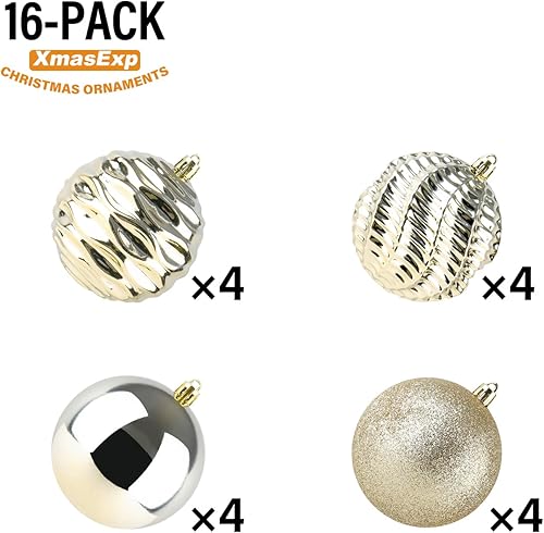 Miniatura 102 de XmasExp Juego de 24 mini esferas de Navidad inastillables para bolas de árbol de Navidad de 1.181 in/1.18 pulgadas (oro rosa)