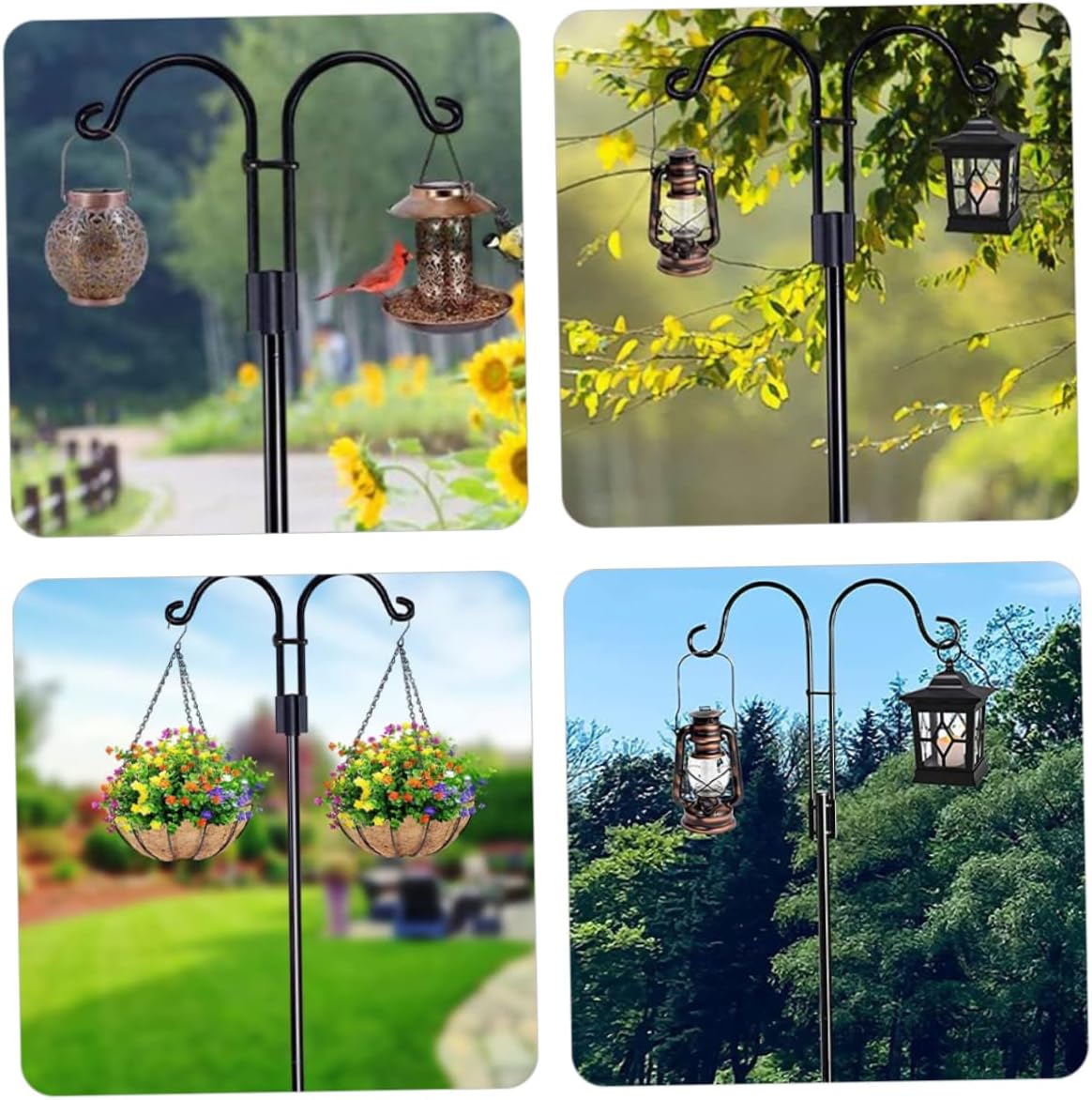 balacoo Ground Hanging Shepherd Hook Garden Accessory for Lanterns Bird Feeders Solar Lights for Outdoor Decor Height