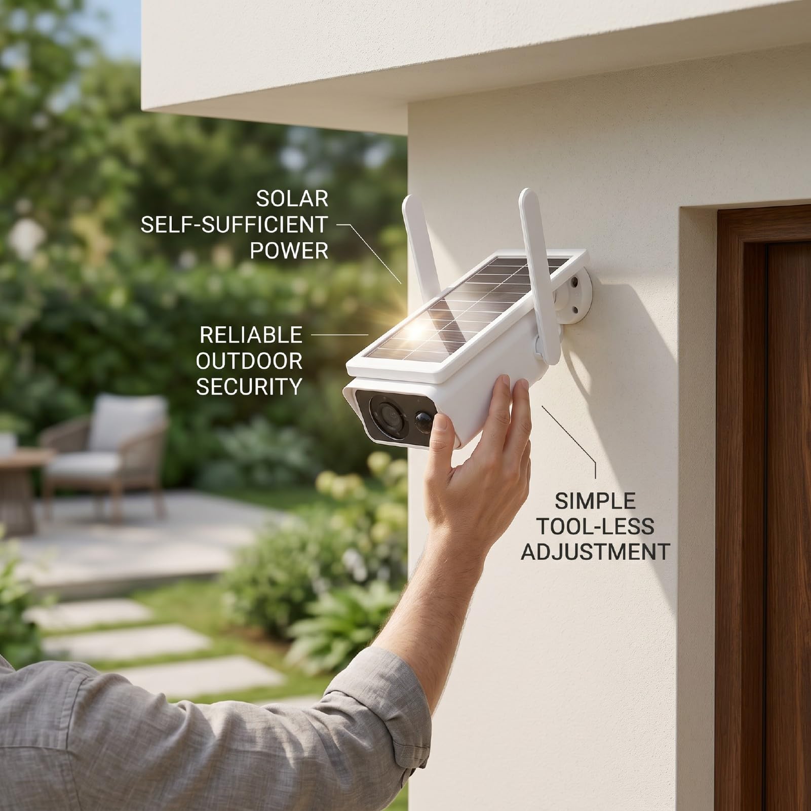 2K-Solar-Überwachungskameras, Kabellos für den Außenbereich, Aufzeichnung Rund um die Uhr, 360°-Ansicht, Schwenk-/Neigefunktion, Vollfarb-Nachtsicht mit Spotlight