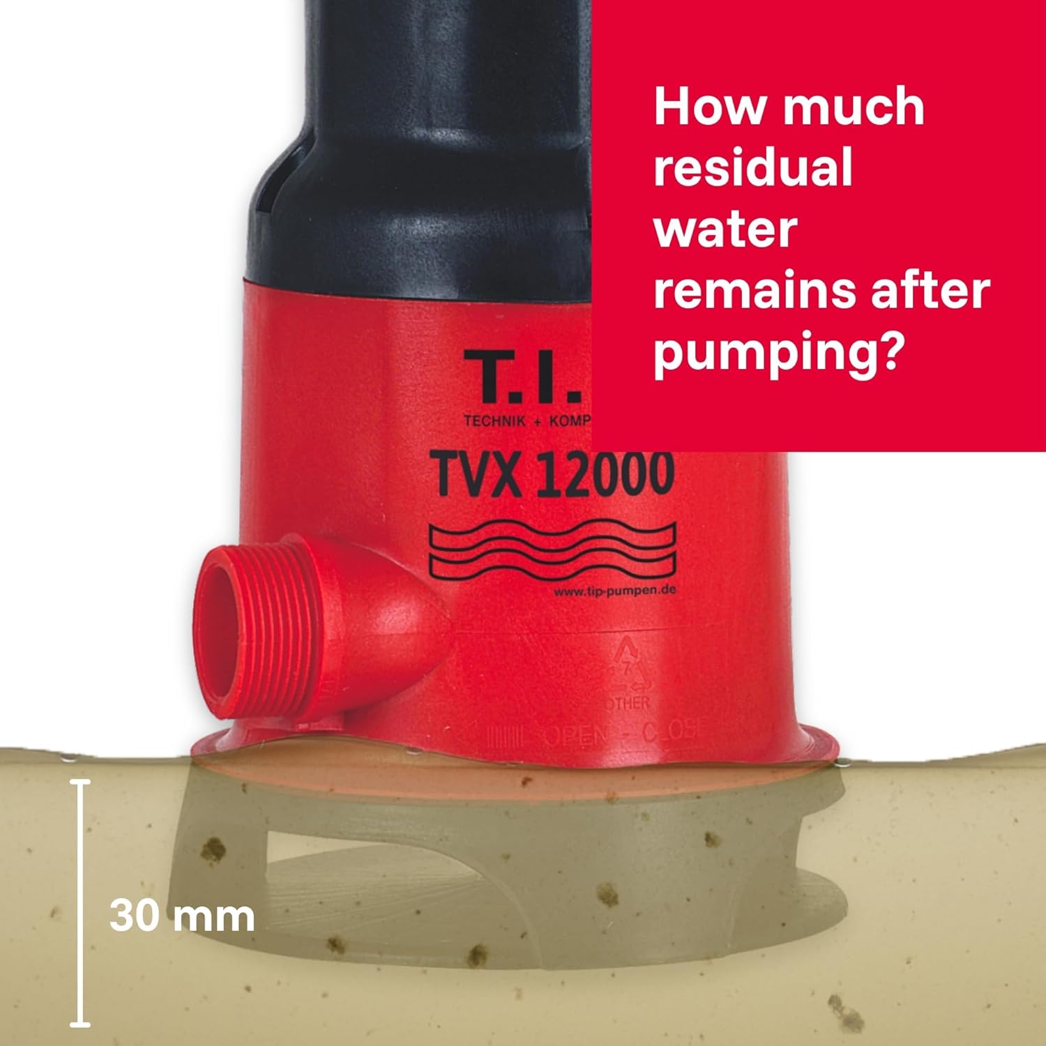 T.I.P. TVX 12000 pump residual water level