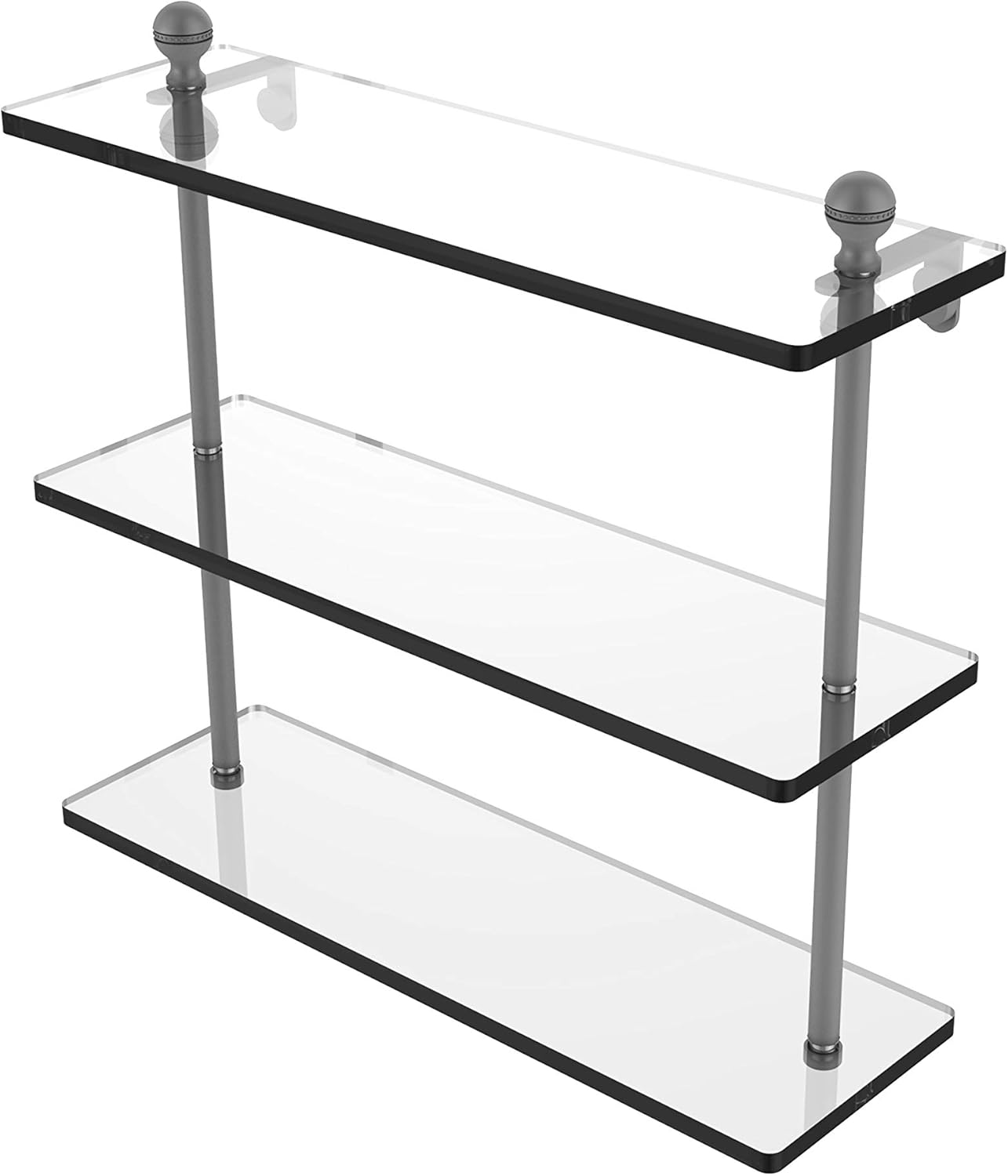 Allied Brass MA-5/22 Mambo Collection 22 Inch Triple Tiered Glass Shelf, Brushed Bronze