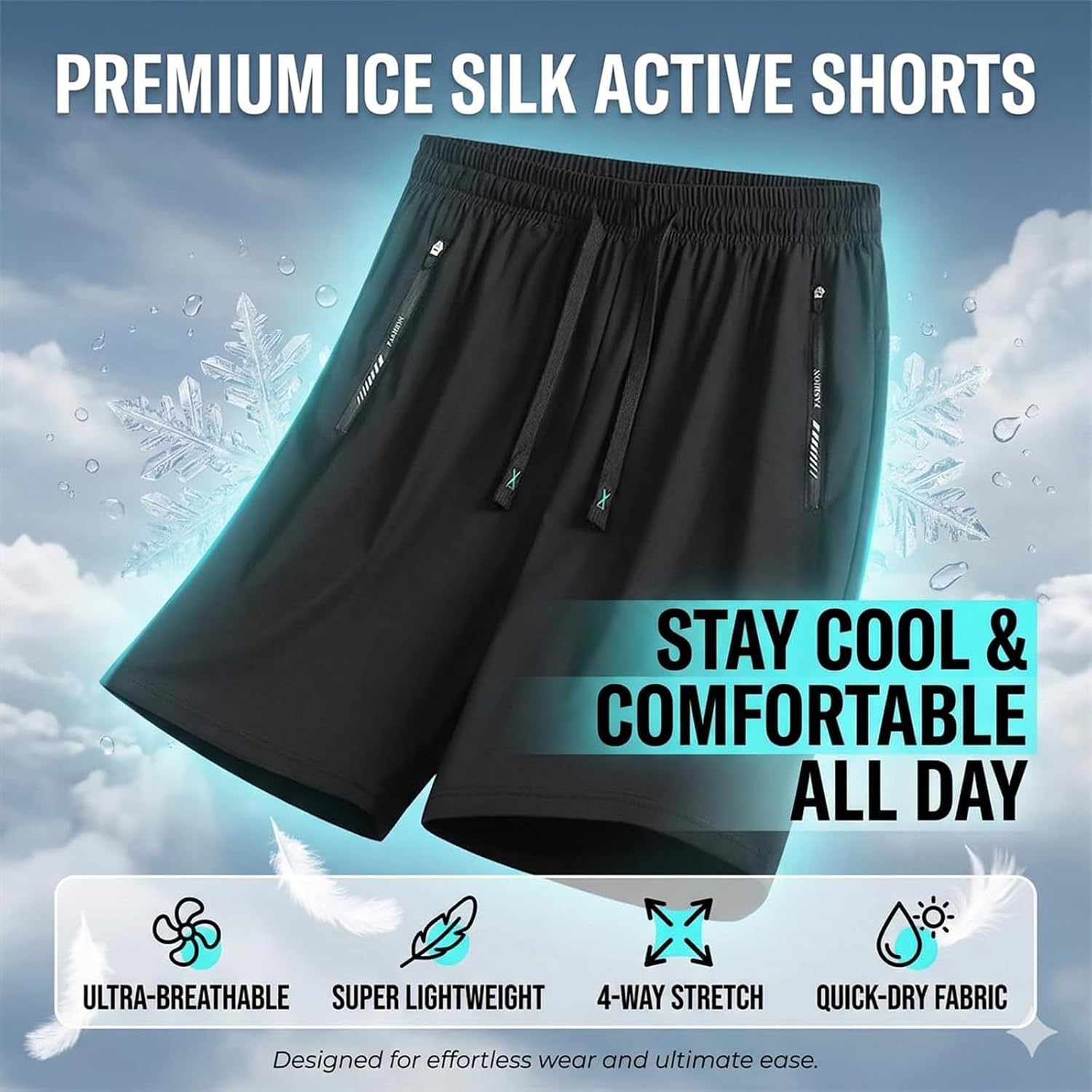 Ultra Stretch Ice Silk Cooling Shorts, Breathable Quick Dry Active Bottoms Designed for Senior Ladies Over 50