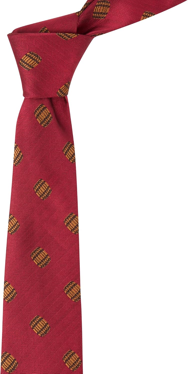 King & Priory Whisky/Wine Barrel Burgundy Red Herringbone Embroidered Tie