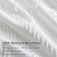 Vista 6 de WARMDERN Juego de funda de edredón bohemia, fundas de edredón copetudas, funda de edredón de microfibra lavada suave tamaño King, funda de edredón