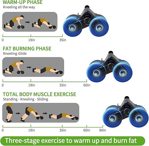 Miniatura 4 de JJM Ruedas de rodillo de ejercicio de rebote automático, equipo de fitness para entrenamiento de fuerza central, gimnasio en casa, equipo de fitness