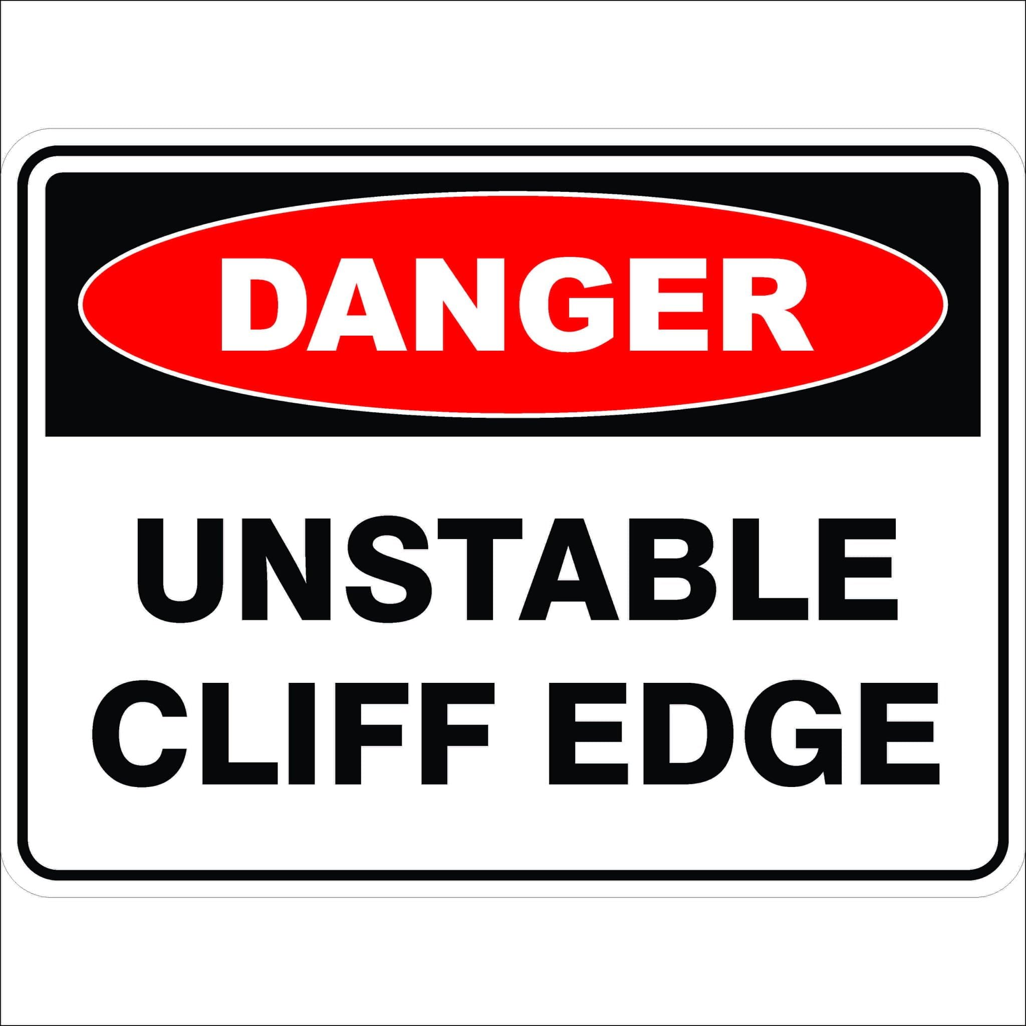 Unstable Cliff Edge Danger Signs Metal Tin Sign 12x8 inch for Industrial & Commercial