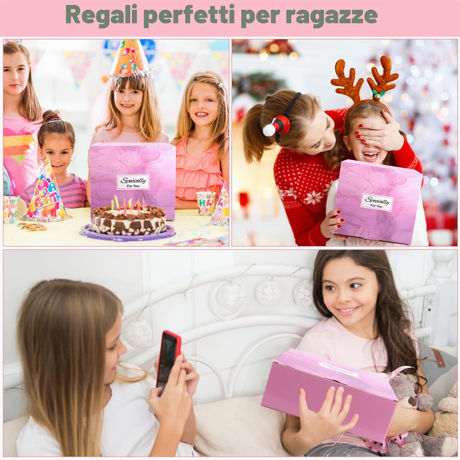 Regali per Ragazze Adolescenti di 8 9 10 11 12 13 14 15 anni, Regalo di Compleanno Pasqua per Ragazza Dagli 8 ai 15 Anni, Tazza di Vetro con Coperchio e Cannuccia, Tazza da Caffè con Stampa Fiocco