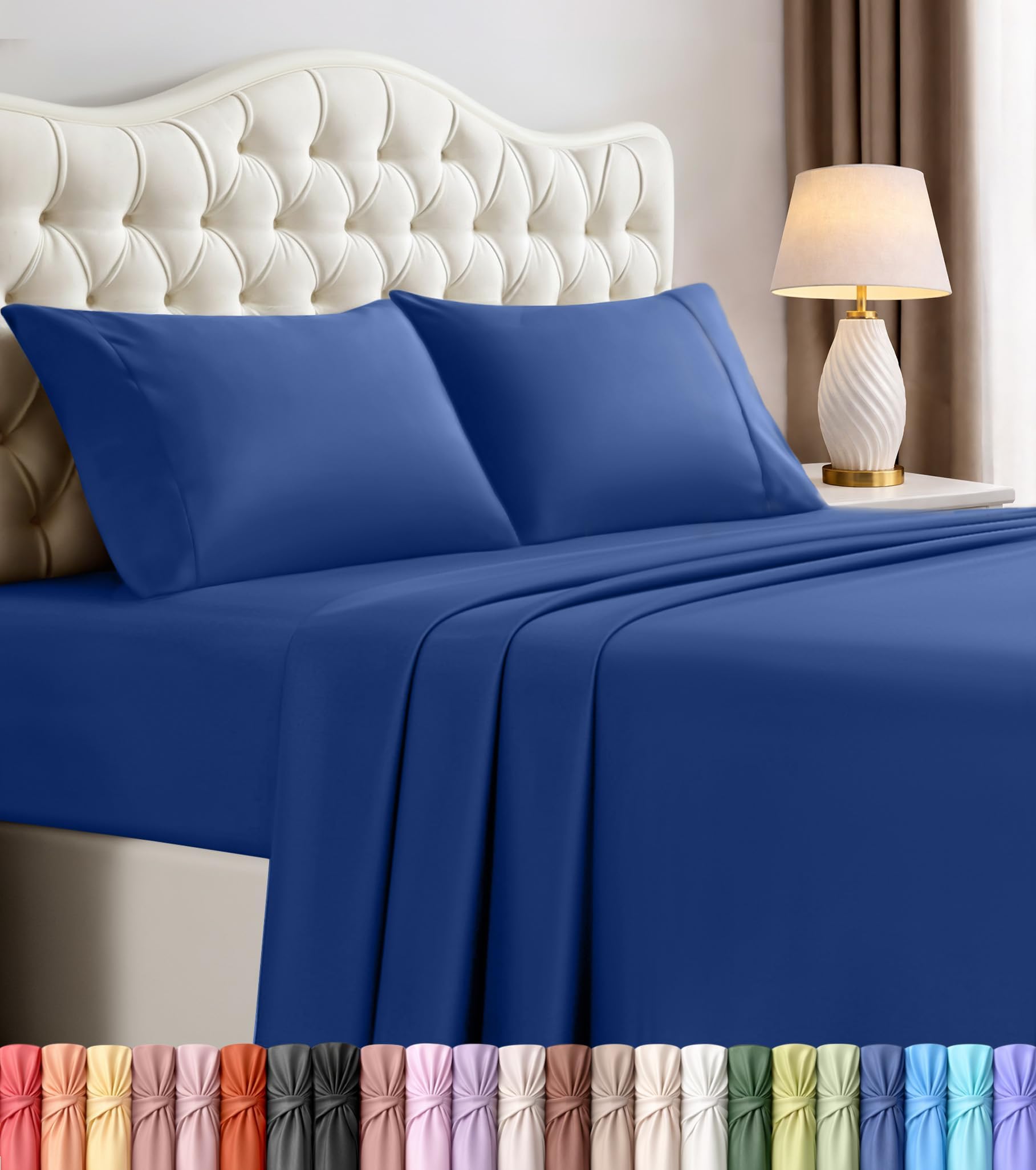 Utopia Bedding Full Size Sheet Set – 4 Piece Bed Sheets, Soft and Breathable Microfiber, Includes 1 Fitted Sheet, 1 Flat Sheet and 2 Pillowcases – Oeko Tex (Royal Blue)
