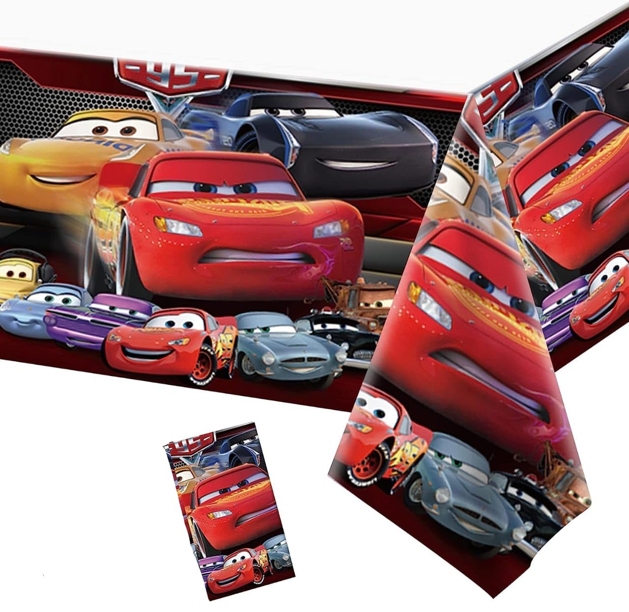 FAM McQueen Tablecloth – Car Tablecloth For McQueen Birthday Theme – McQueen Cars Party Supplies For Car Birthday Decoration – Racing Car Tablecloth