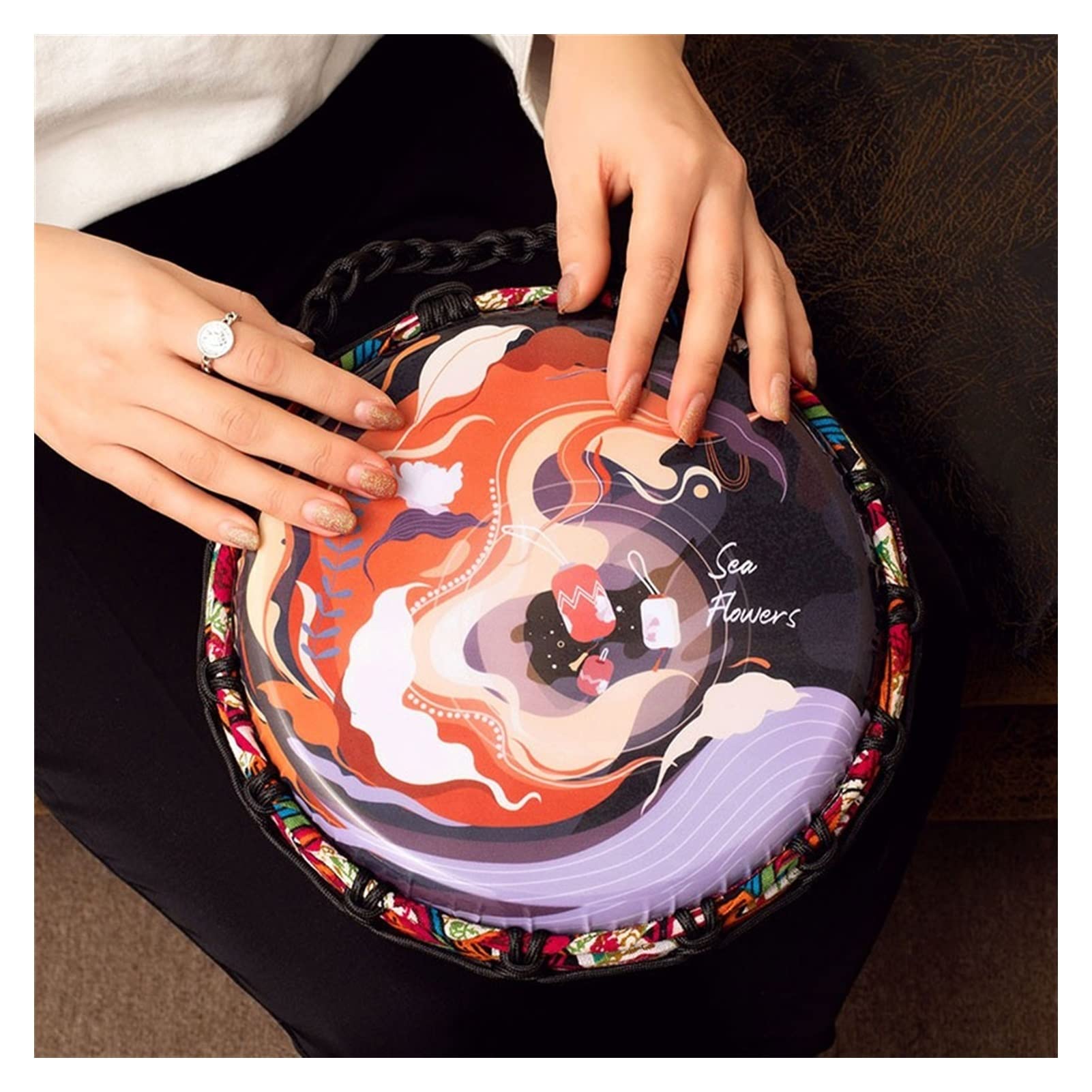 TSTS Djembé Djembe pour Débutants, Tambourin pour Enfants, Abdos Dessin Animé Tambourin De Tissu Coloré De 8 Pouces De 8 Pouces